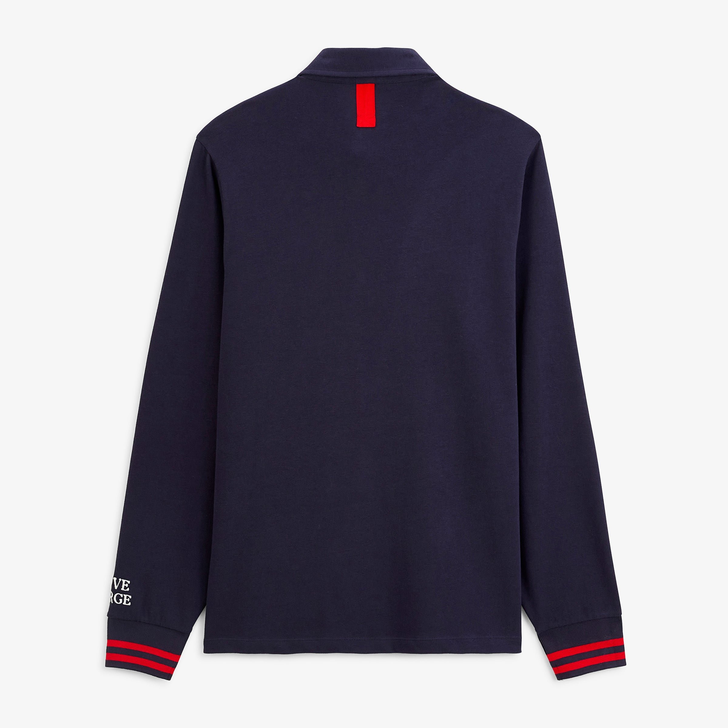 Long-sleeved rugby polo with heart badge in navy looped fabric SERGE BLANCO Blue