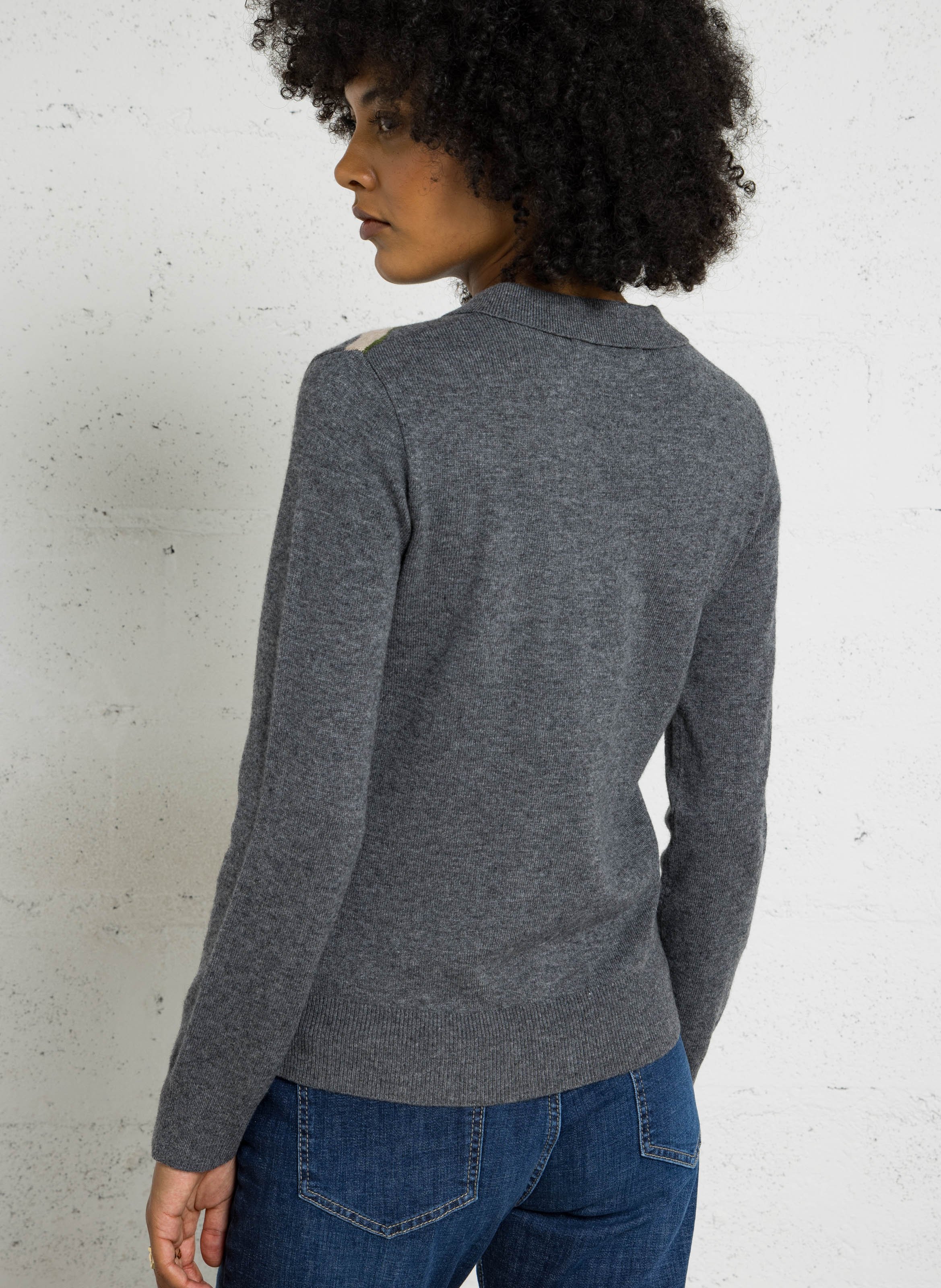 Polo droit en maille rayée NICE THINGS Gris