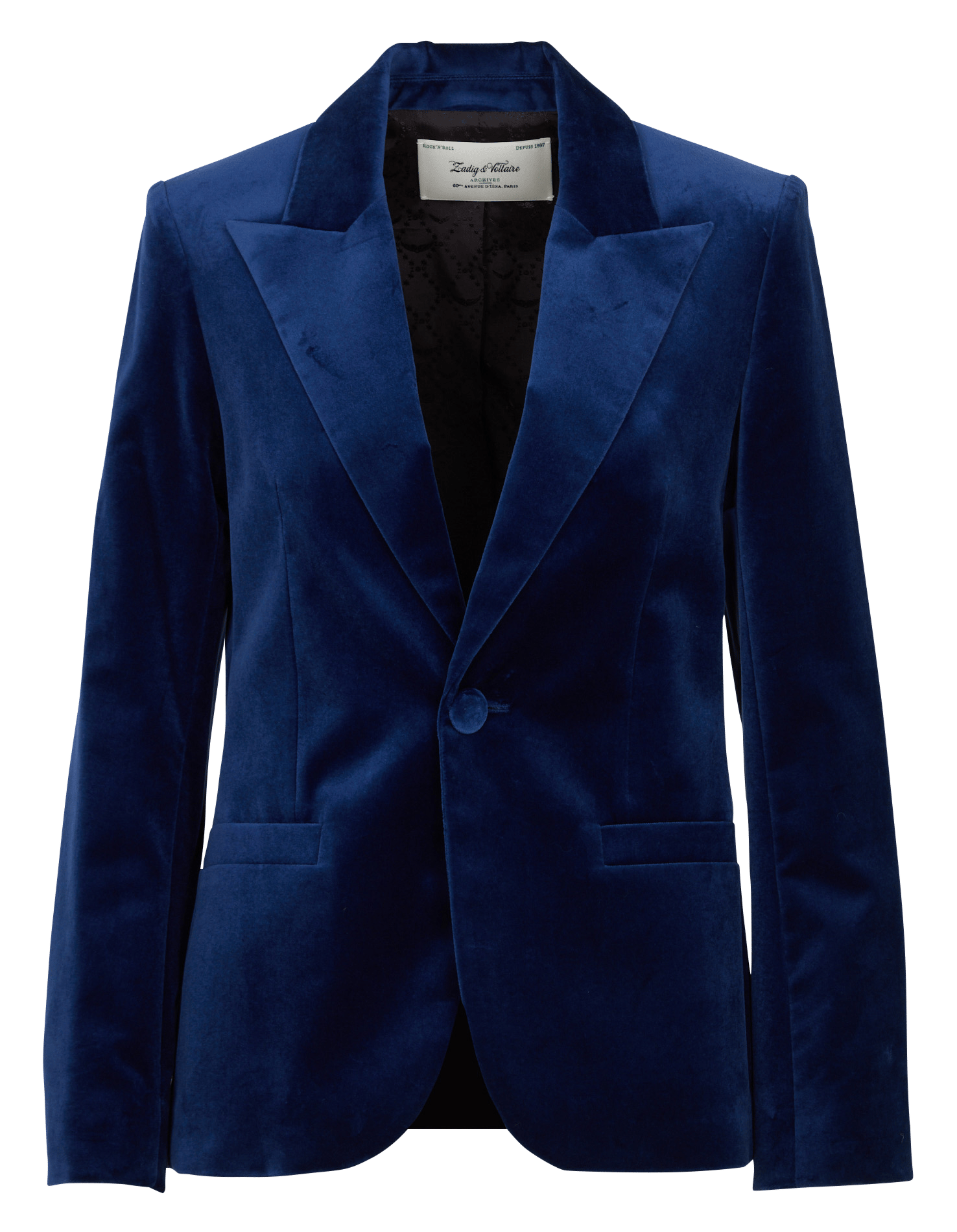 Taillierte Samt-Blazer-Jacke aus Baumwolle. ZADIG&VOLTAIRE Blau