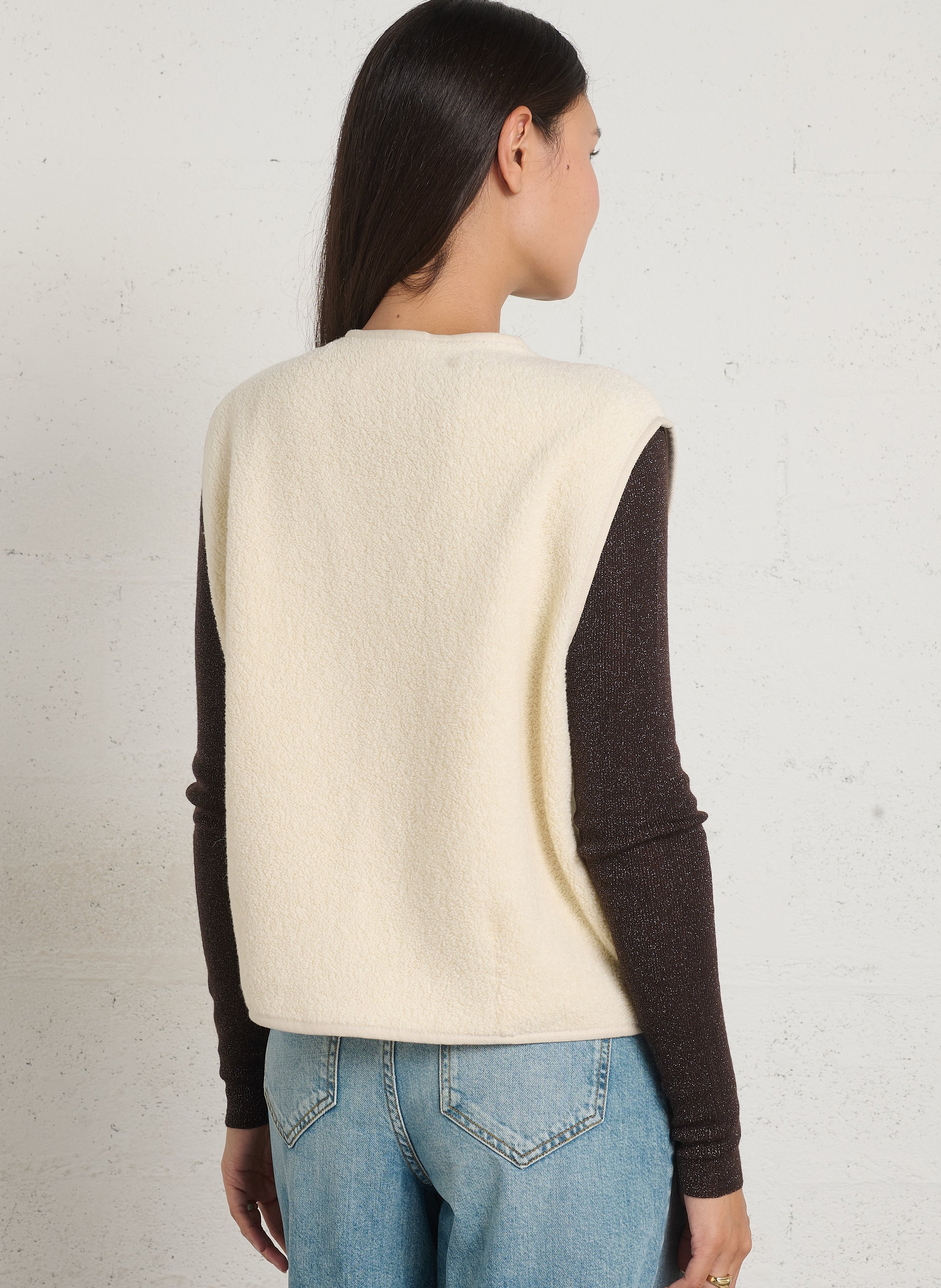 Veste oversize en laine mélangée DES PETITS HAUTS Beige