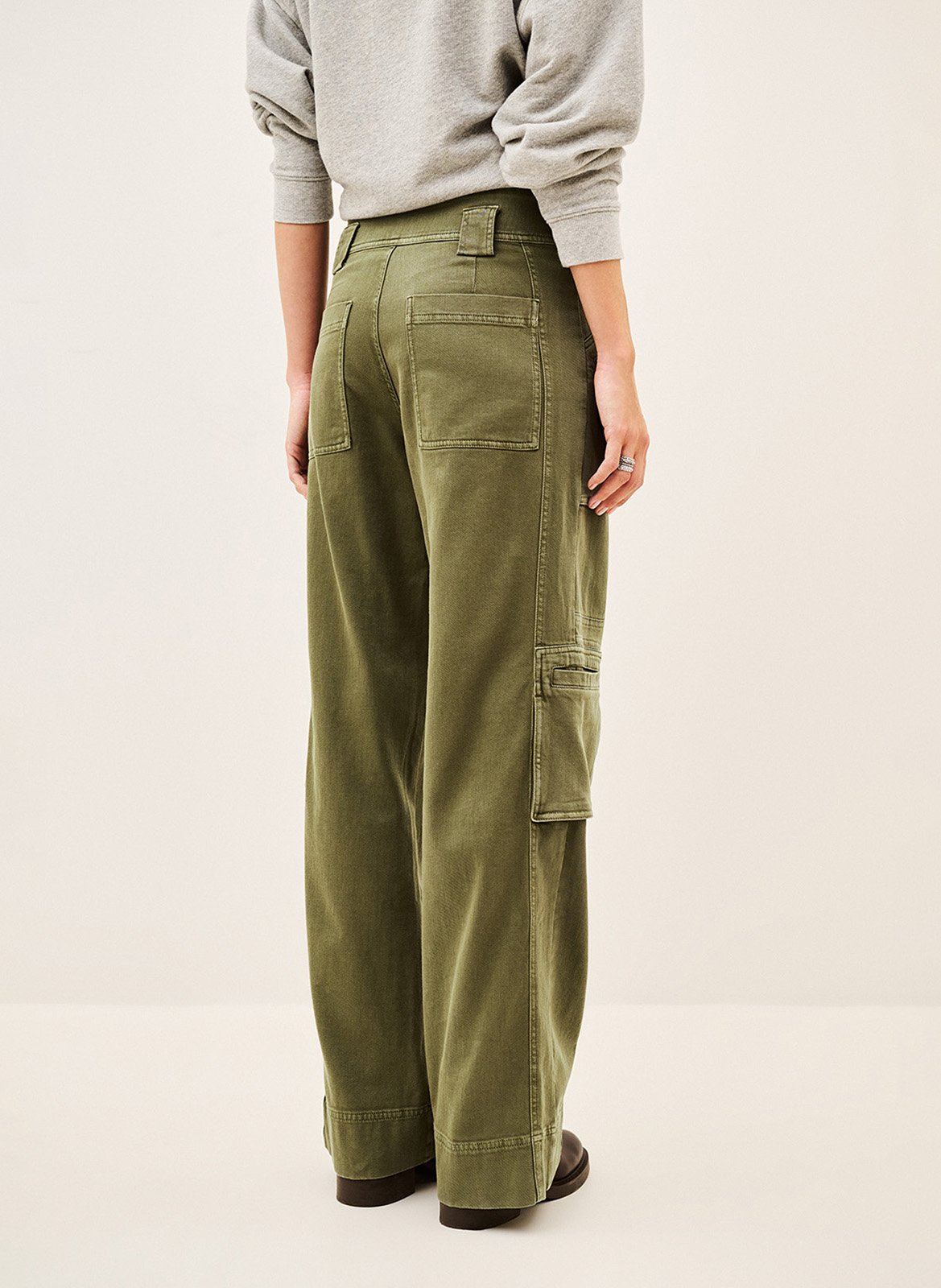 Pantalon cargo large en coton mélangé BA&SH Kaki