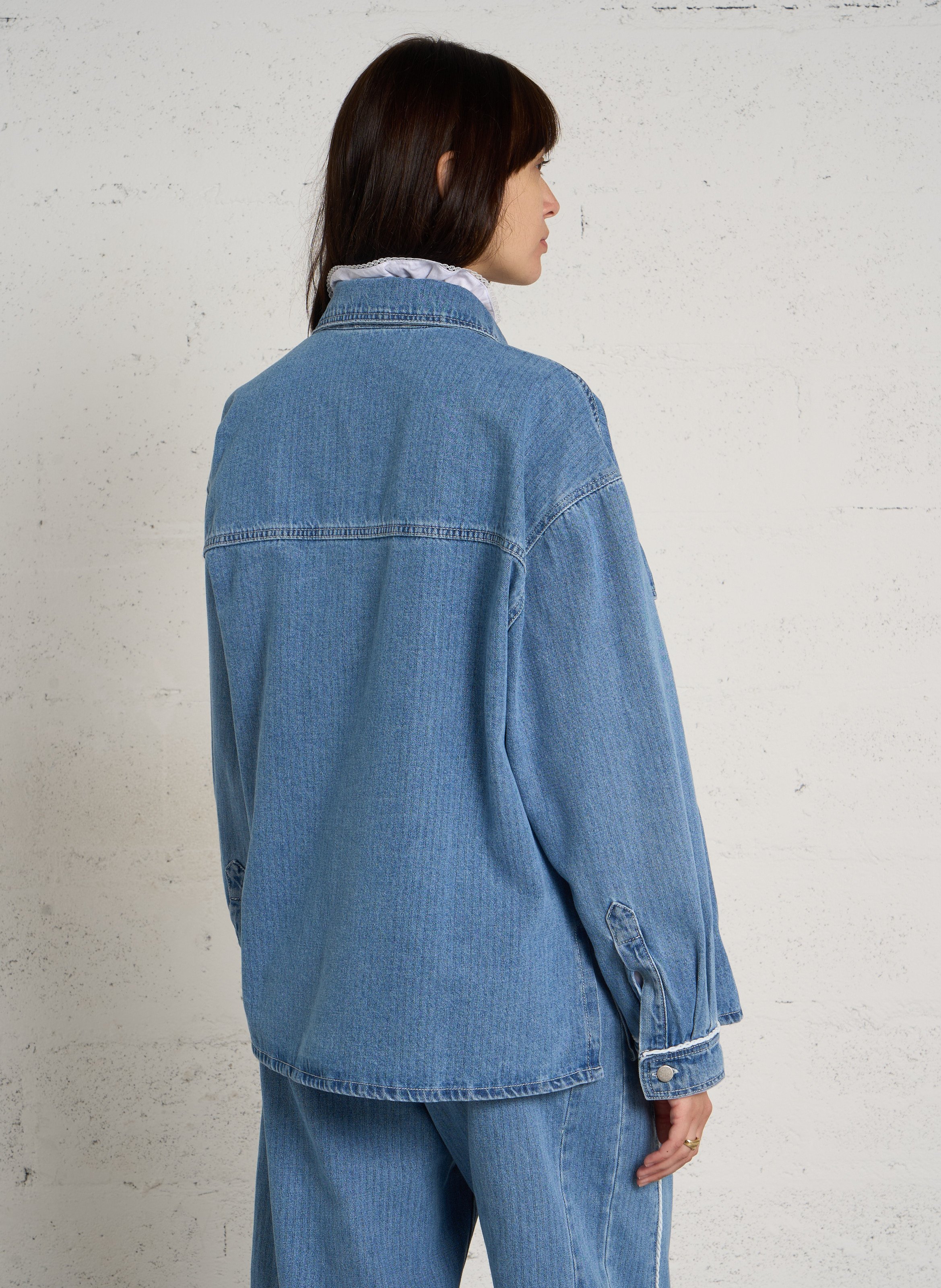Oversized-Jeansjacke mit klassischem Kragen aus Baumwolle HOD PARIS Blau