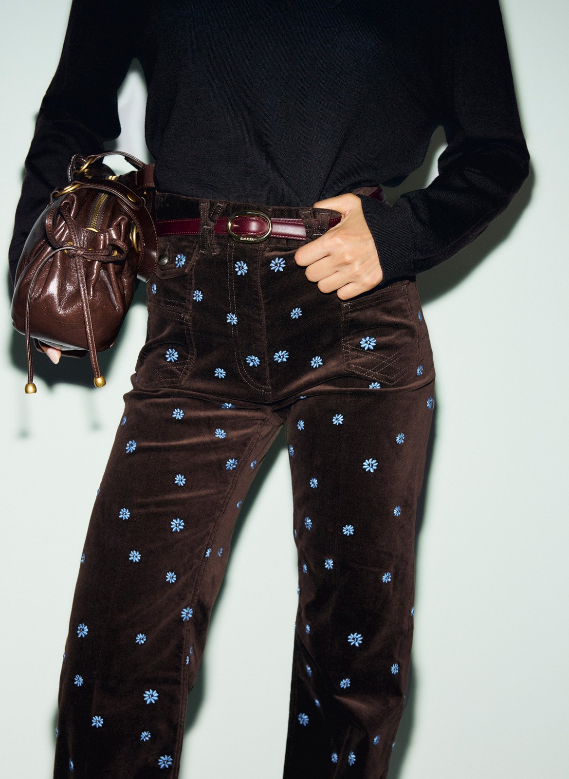 Gerade Samthose mit Stickereien GERARD DAREL Braun