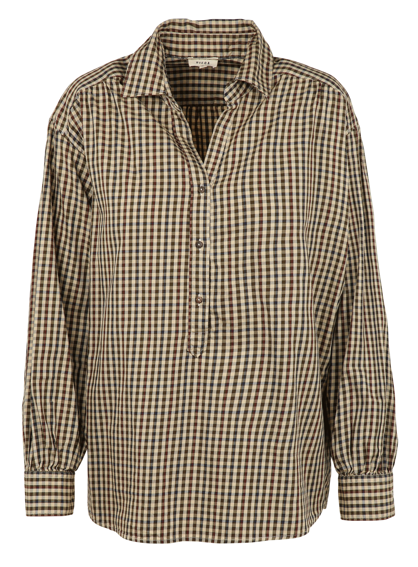 Chemise ample à carreaux en coton DIEGA Kaki