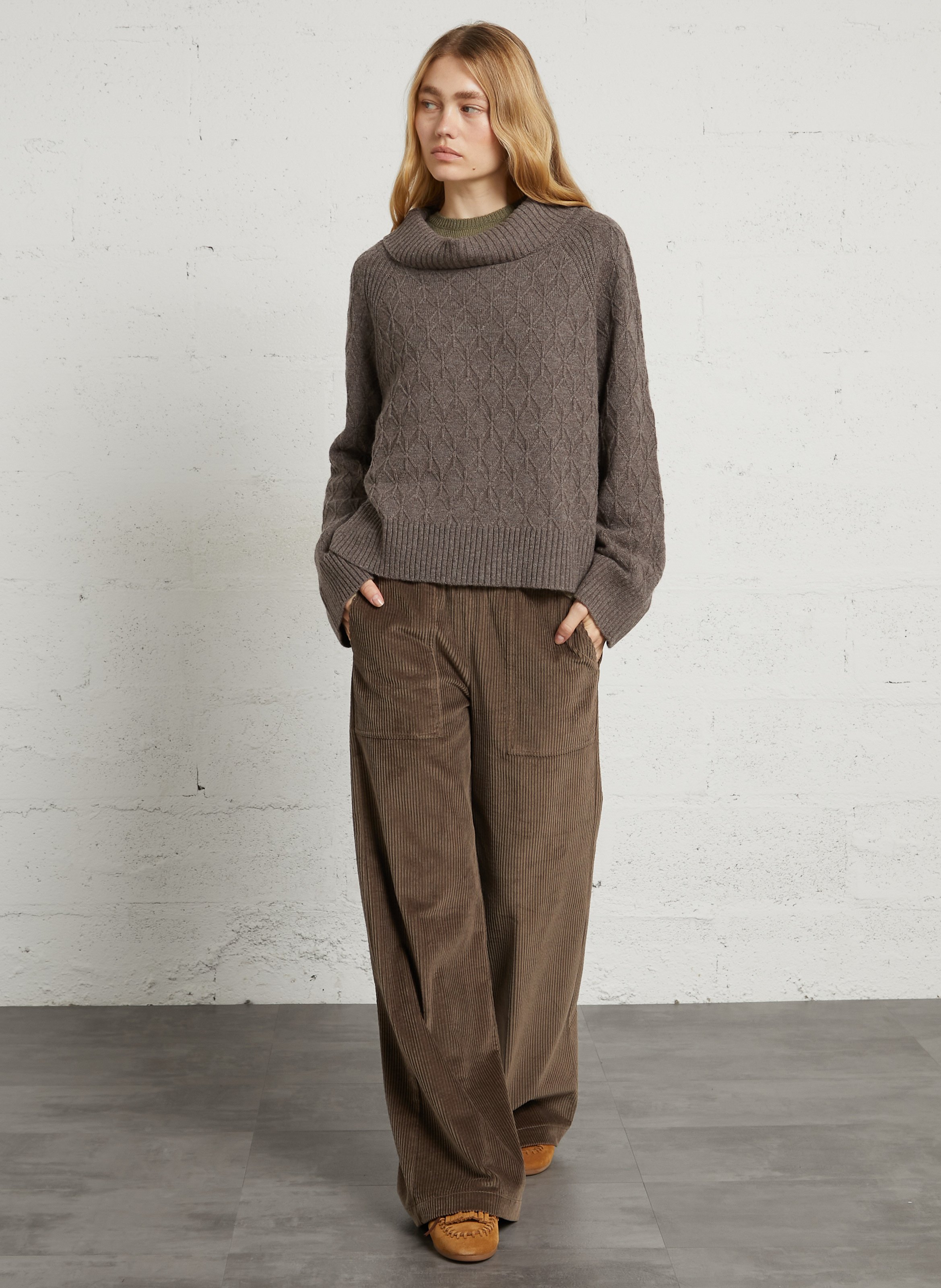Oversized trui van wol en kasjmier RUE DE TOKYO Bruin