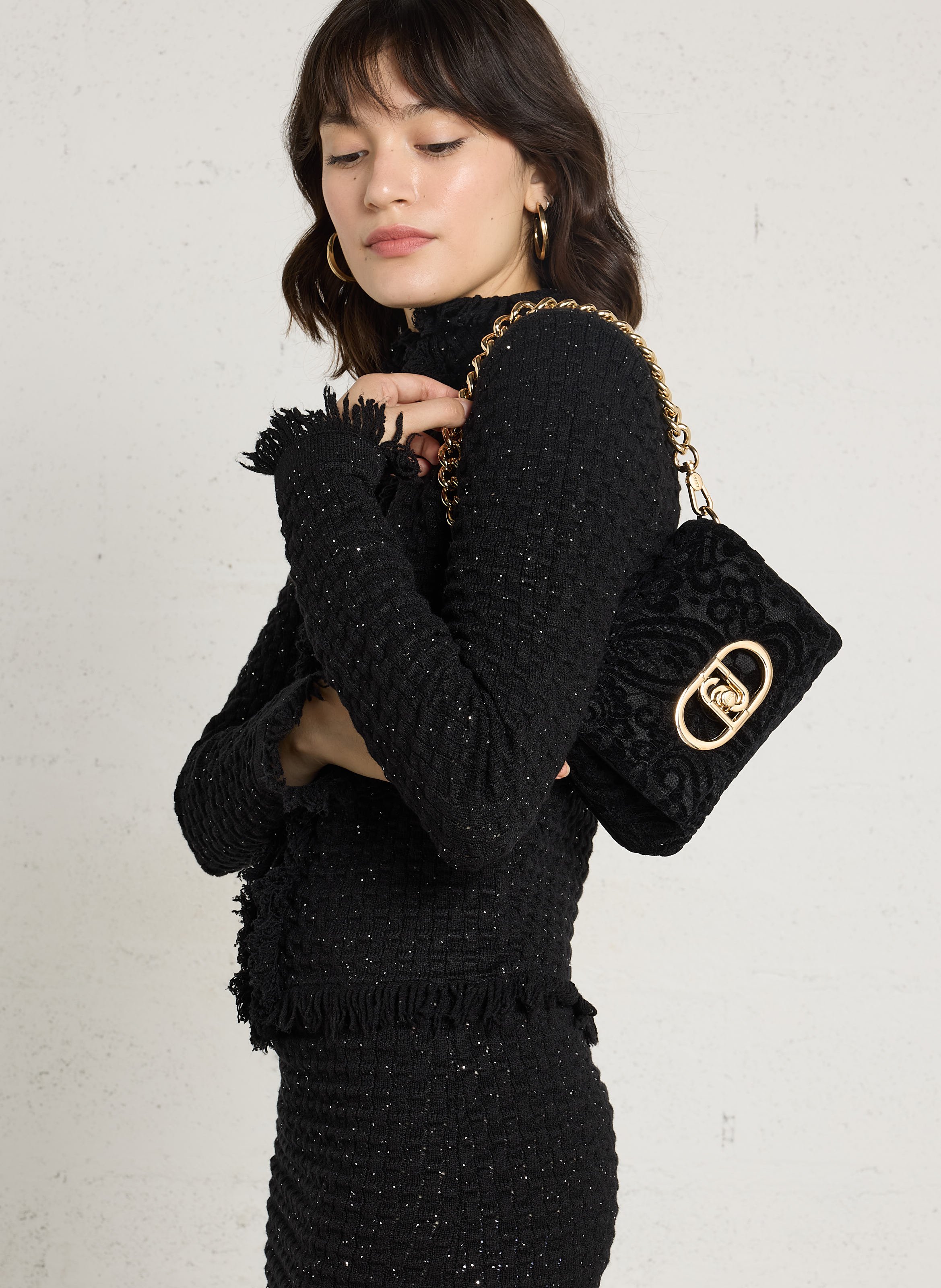 Lace-effect shoulder bag LIU JO Black