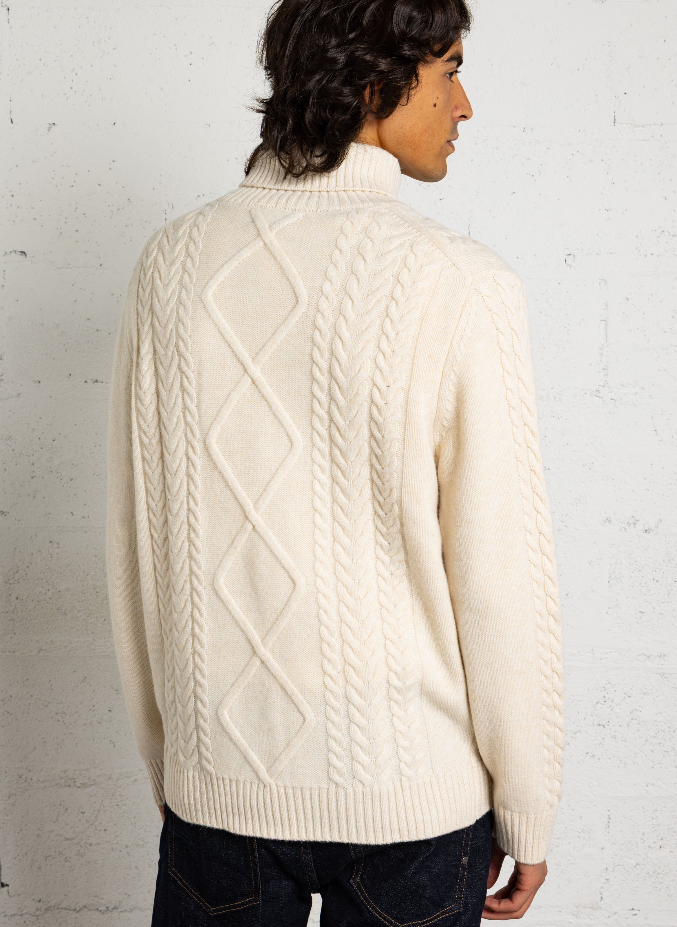 Gerade geschnittener Rollkragenpullover aus Wolle und Kaschmir HACKETT Weiss
