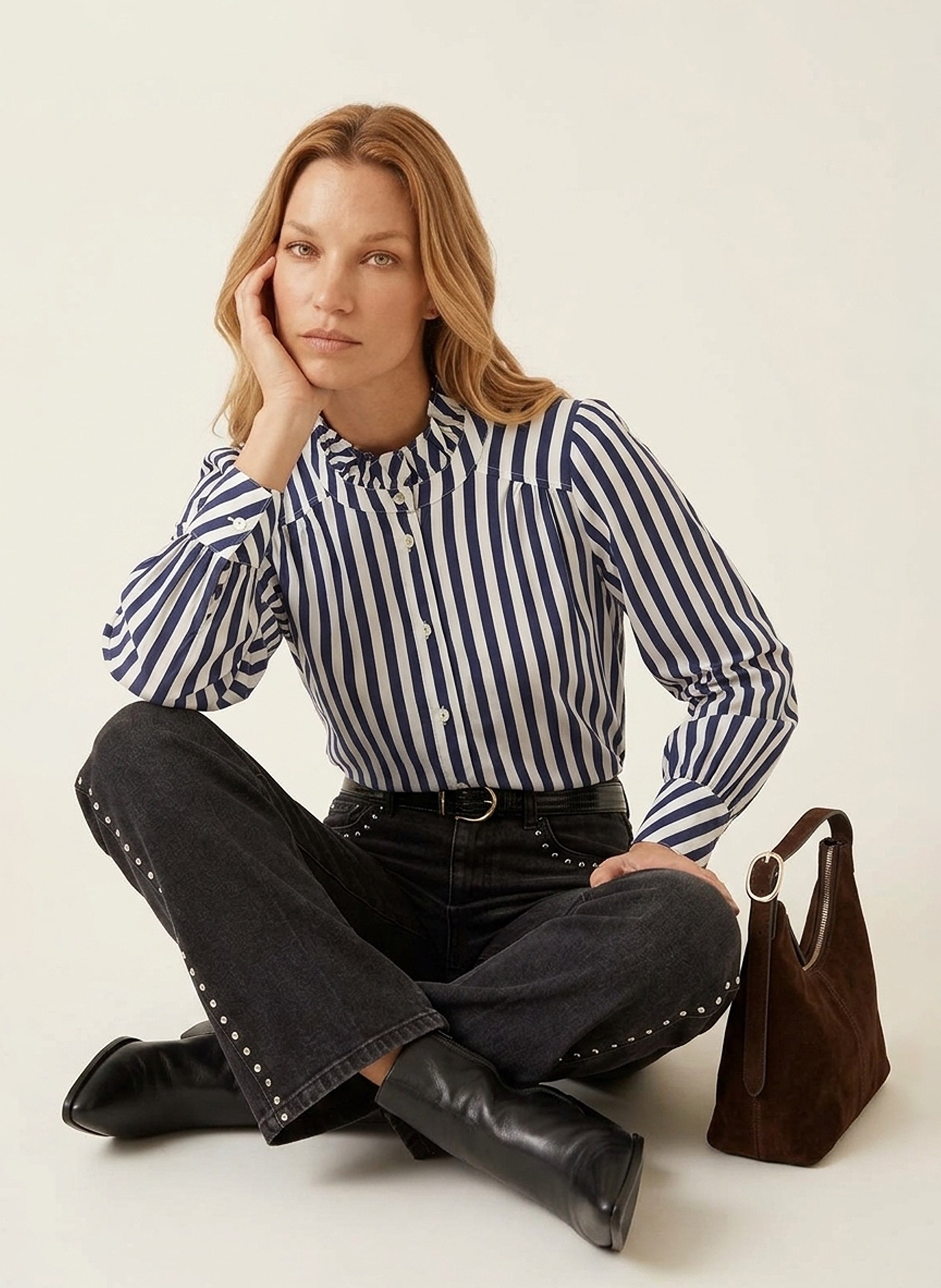 Oversize-Baumwollbluse mit Streifen KOOKAI Blau