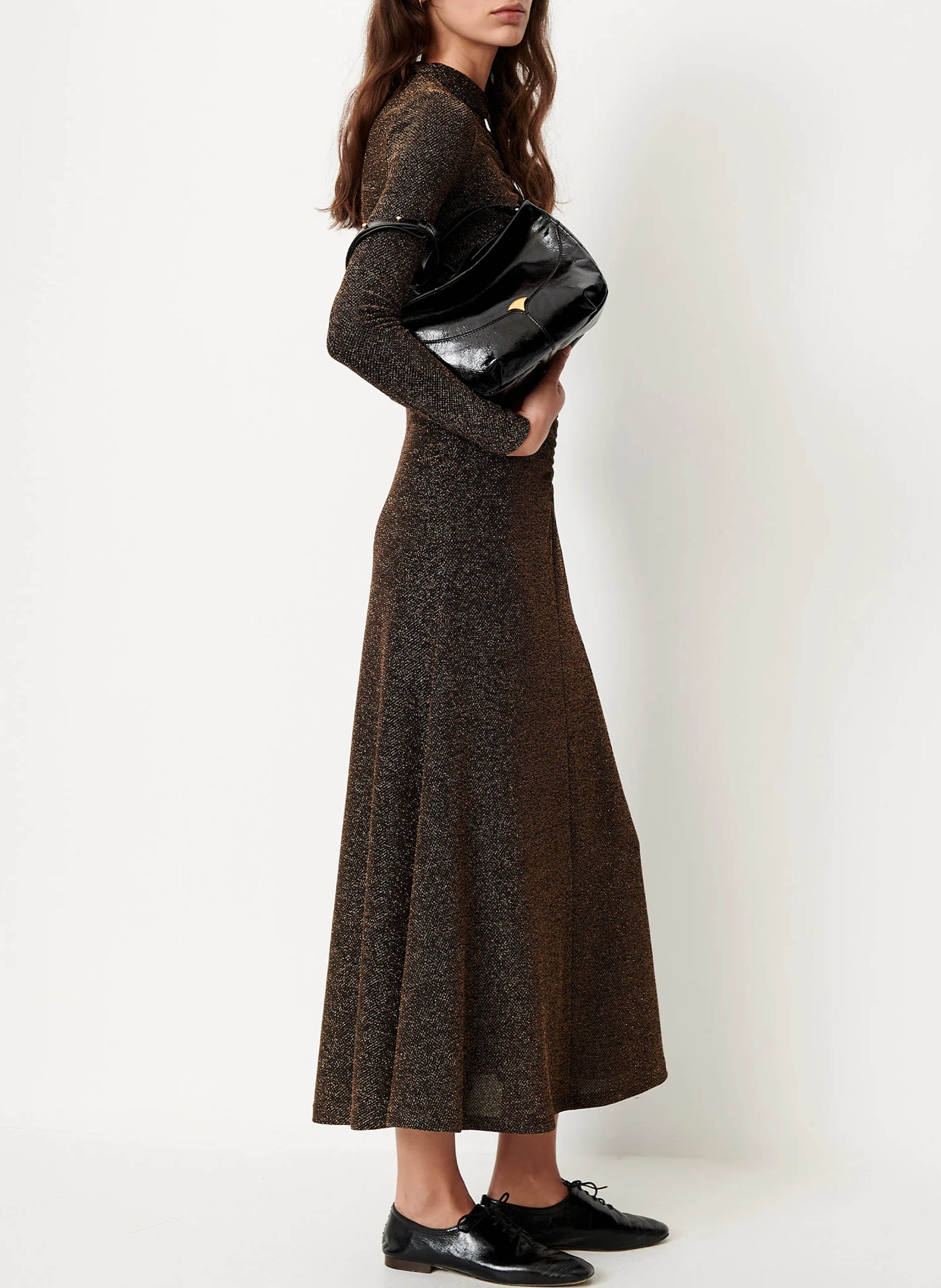 Robe longue col rond SESSUN Marron