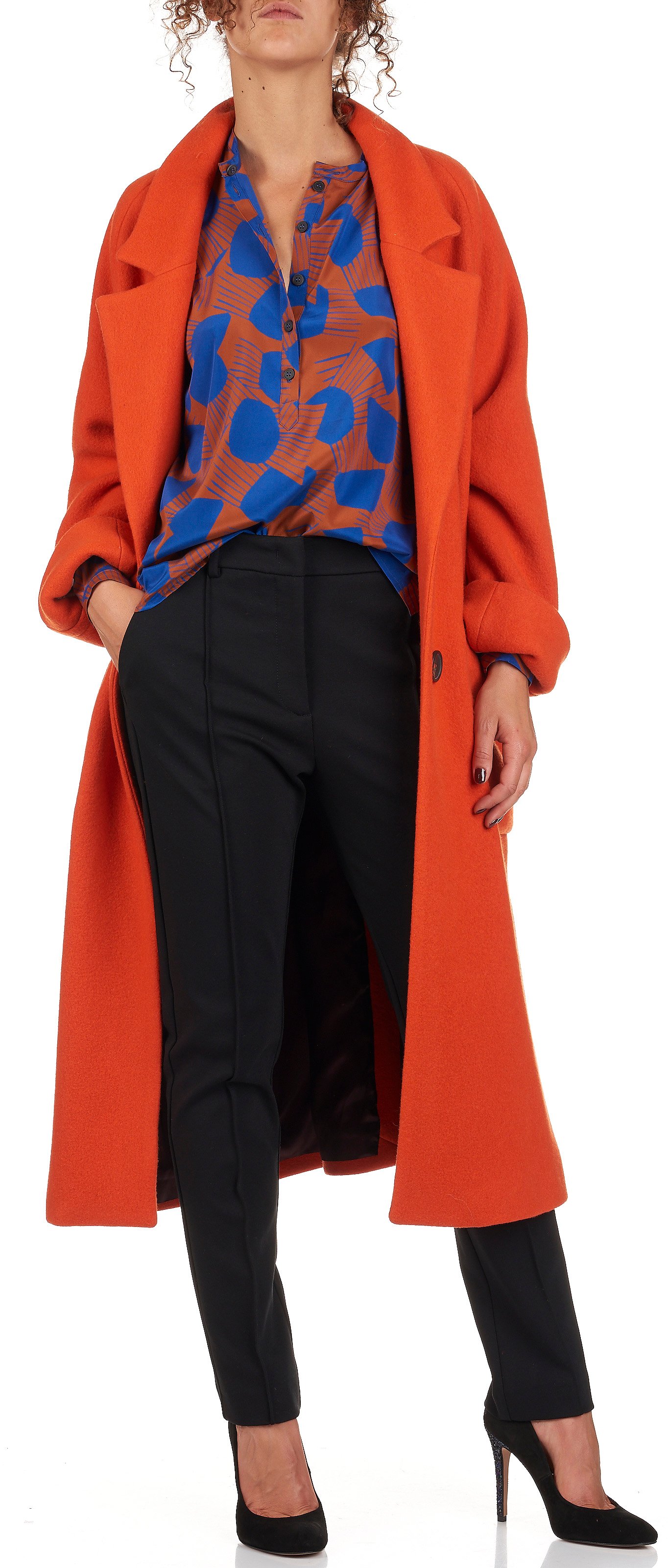 Long wool blend coat ATTIC AND BARN Orange