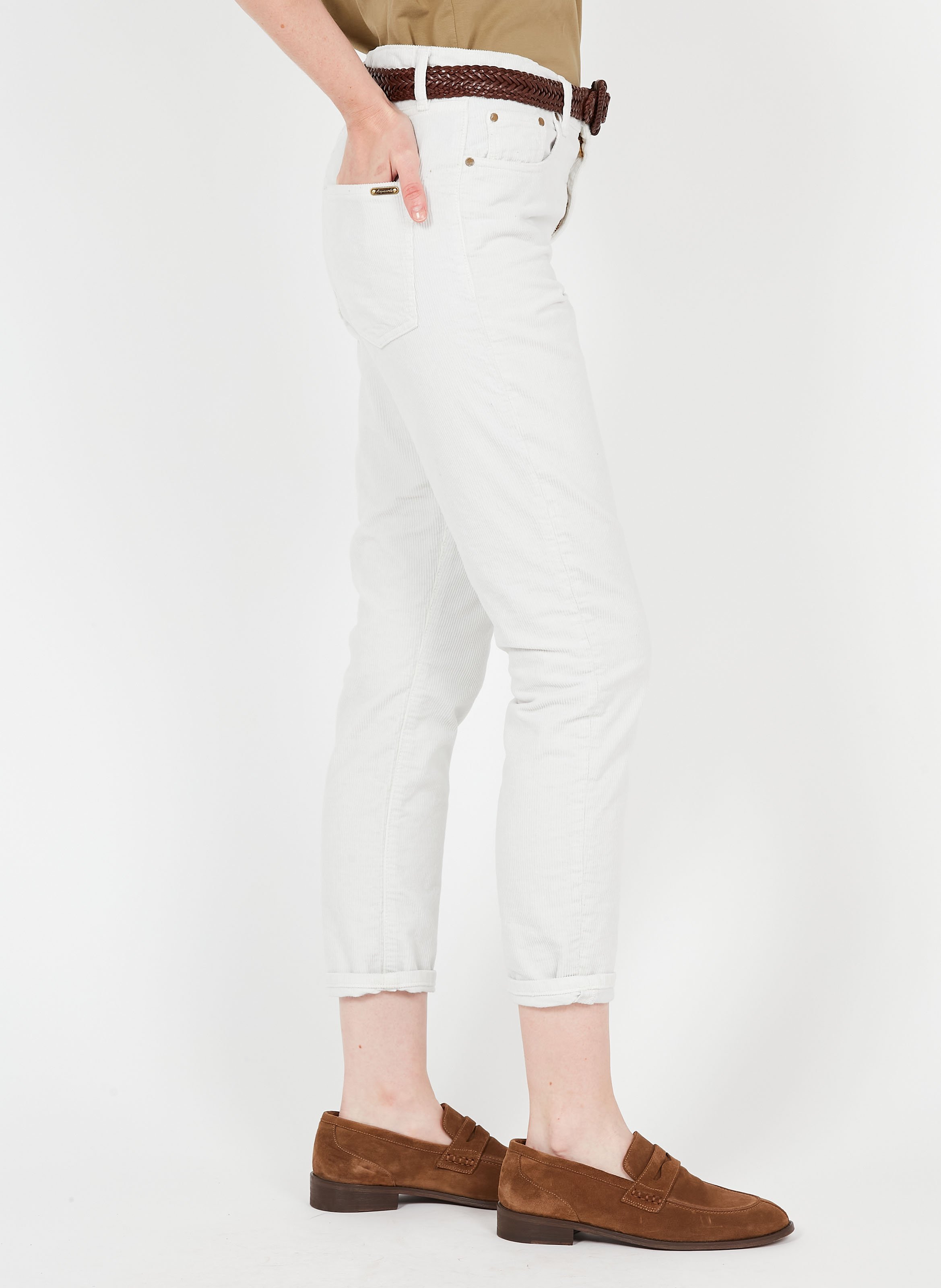 Straight-leg cotton corduroy pants ACQUAVERDE White