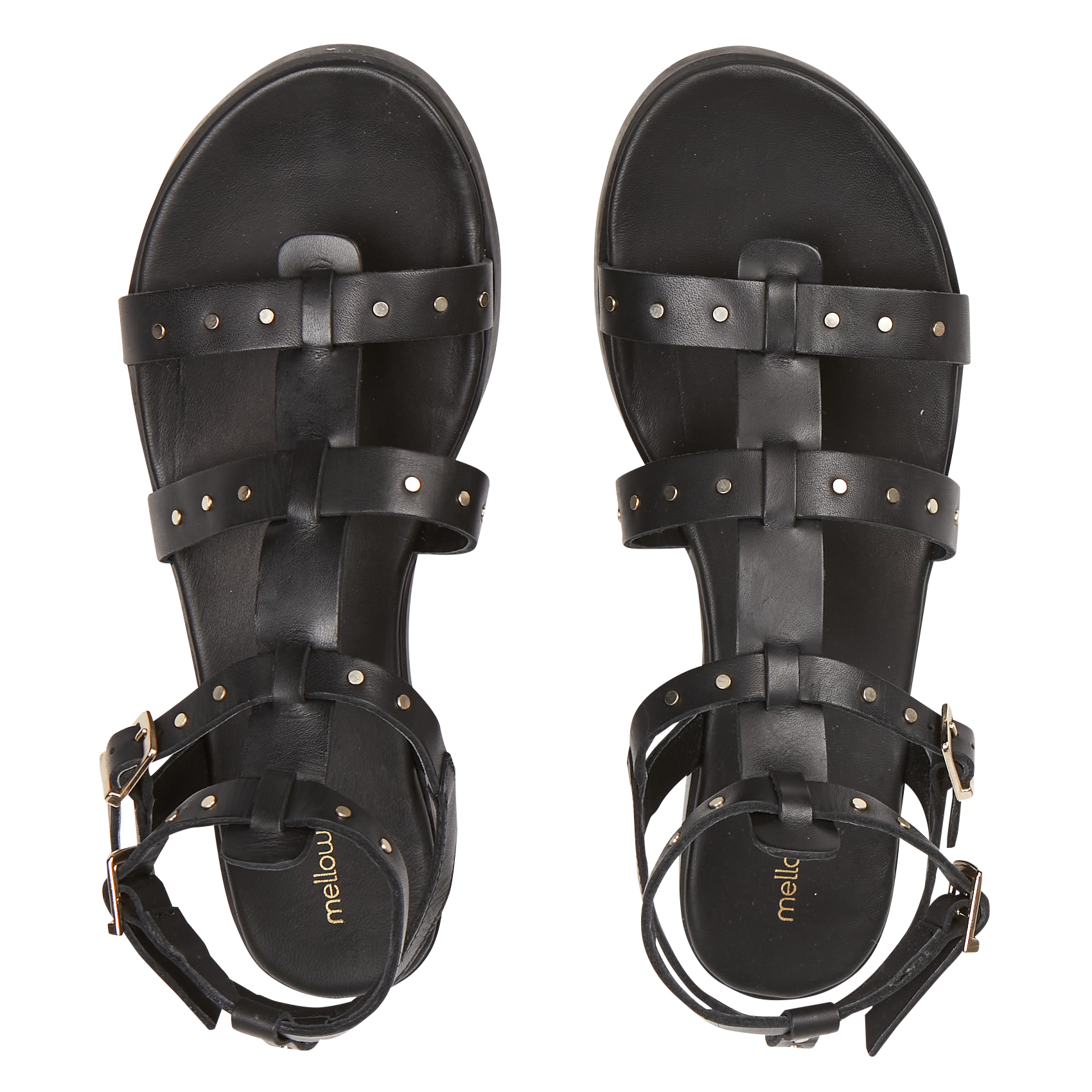 Flat leather sandals MELLOW YELLOW Black