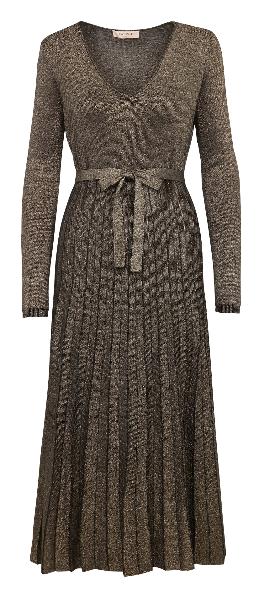 Fitted dress with V-neck TWINSET Black