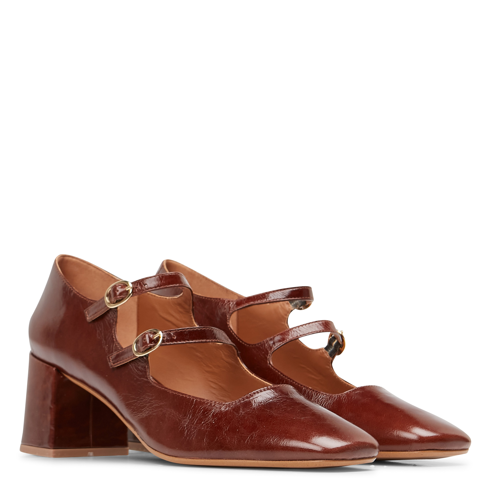 Spangenpumps aus Leder MELLOW YELLOW Braun