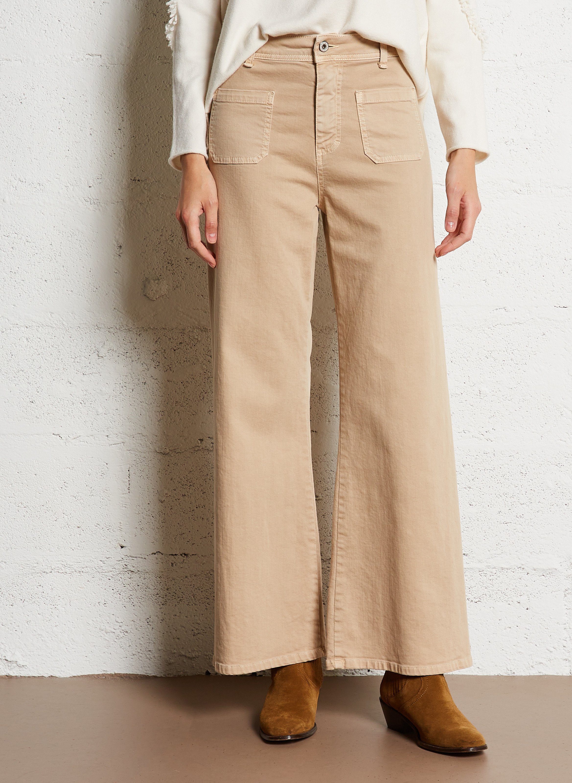 Jean large taille haute en coton PLEASE