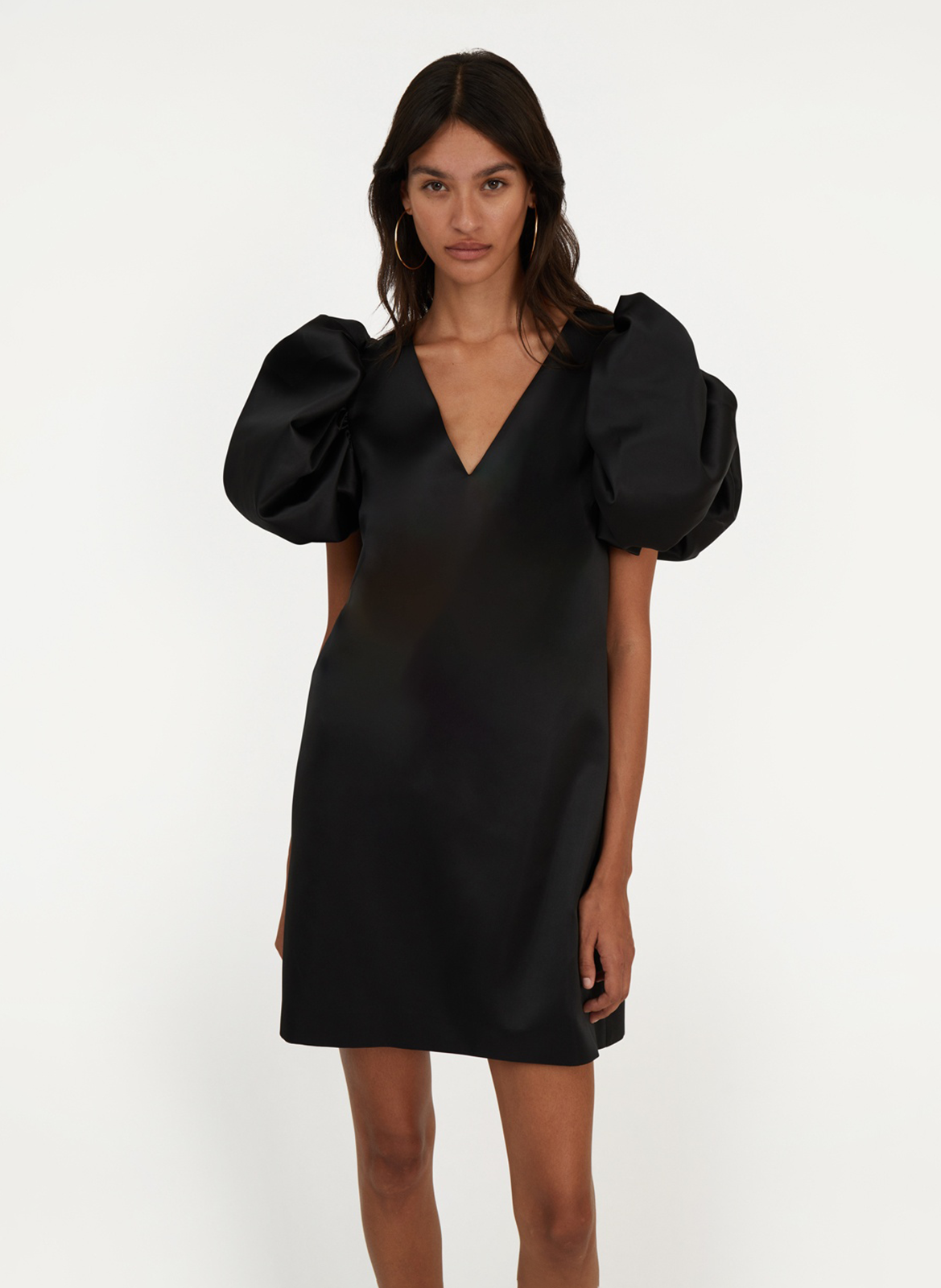 Robe courte satinée ROTATE Noir