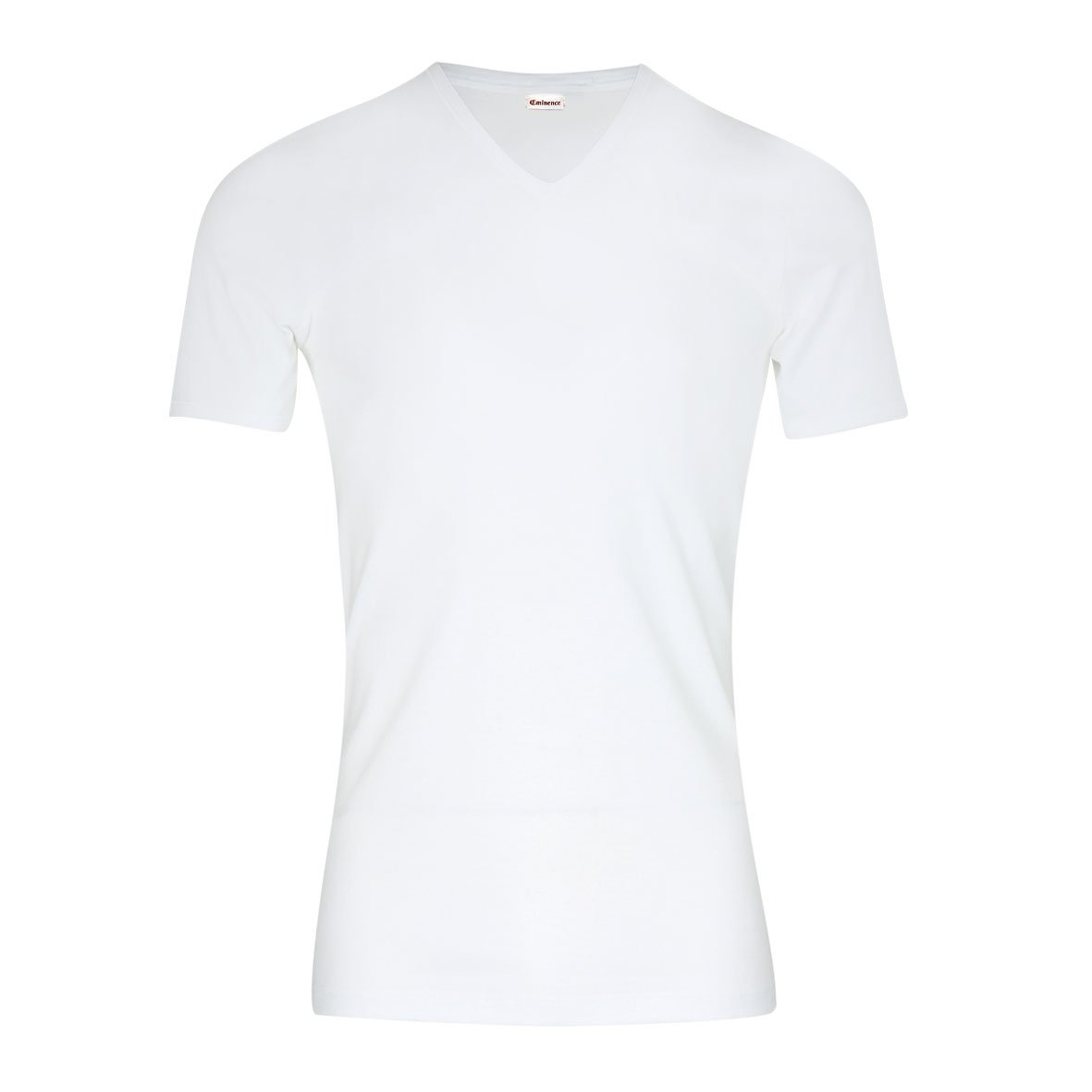 Men's short-sleeved V-neck t-shirt, premium pure cotton, made in France by Eminence. EMINENCE White