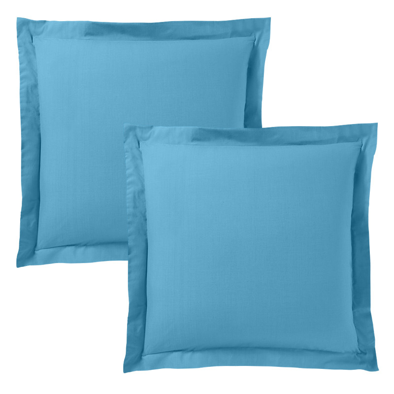 Cotton percale pillow case COTON PUR Blue