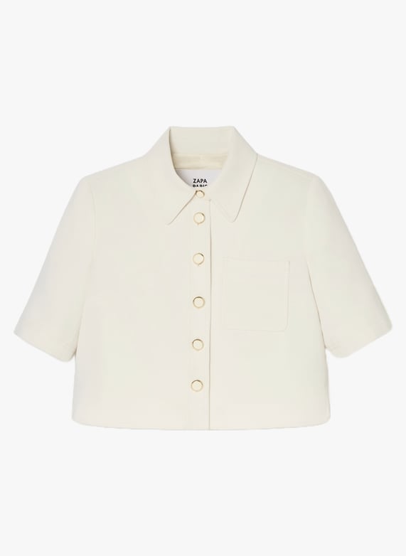 Straight shirt in mixed recycled fibers Ecru Zapa Women