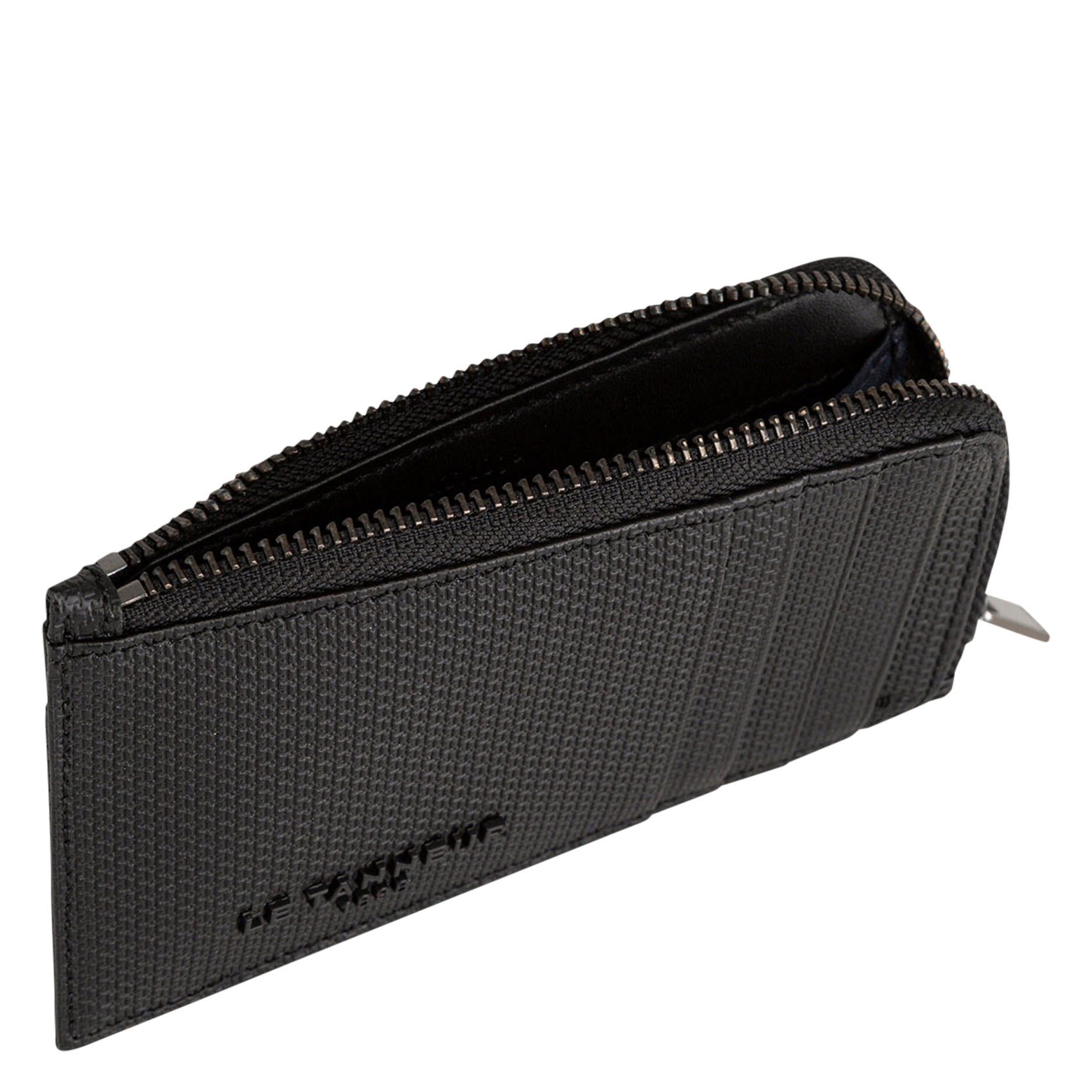 Leren pasjeshouder met ritsje en monogram LE TANNEUR Zwart