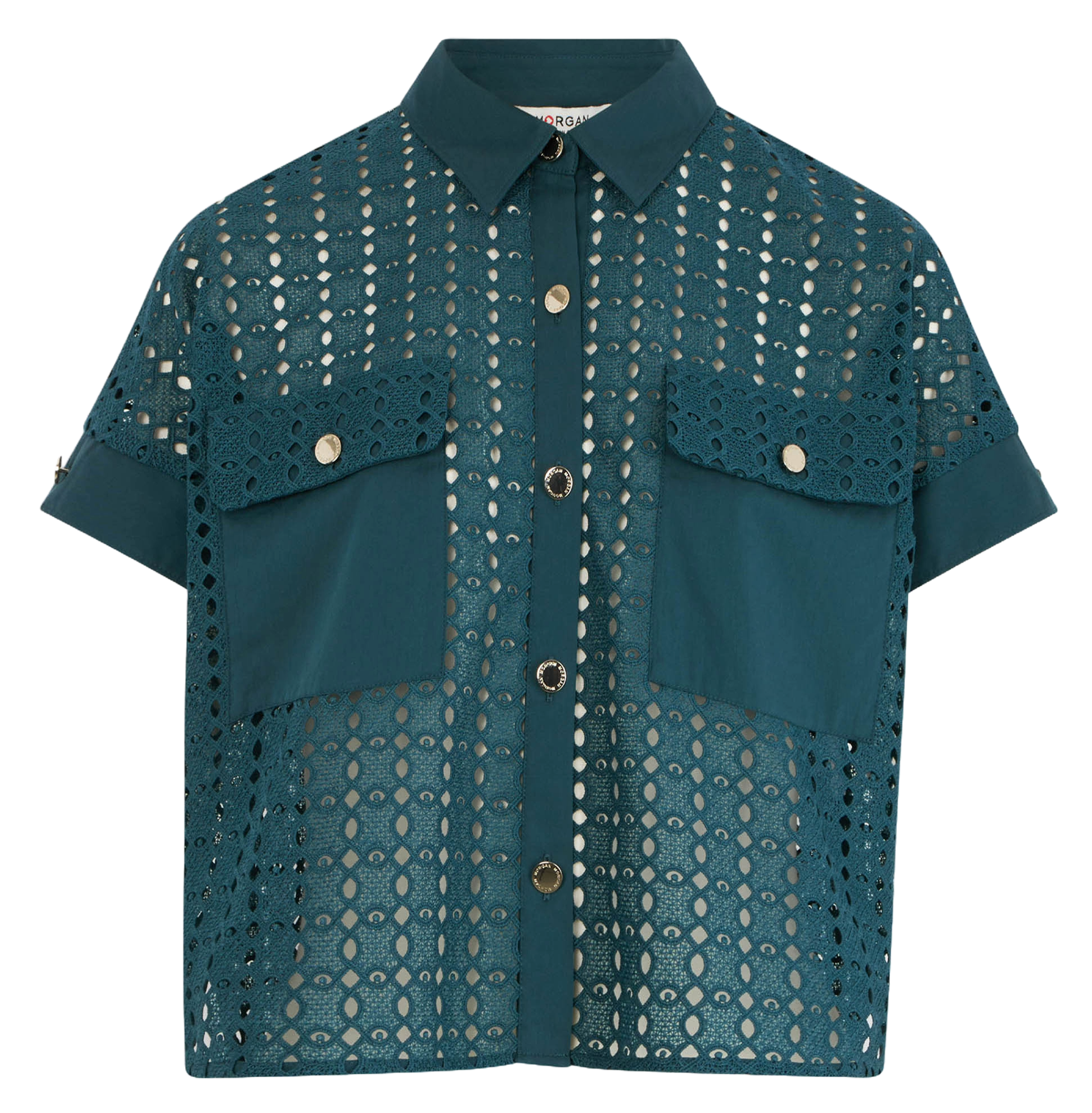 Chemise droite en guipure MORGAN Bleu