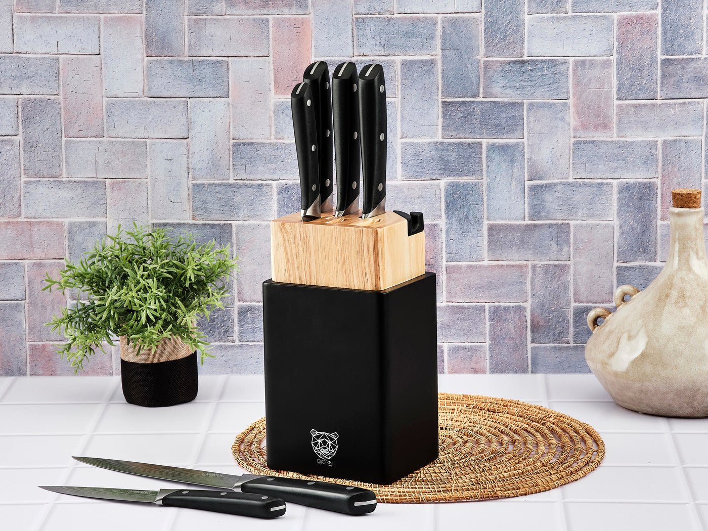 Erling Porvoo Kitchen Knife Set - 8 pieces BJORN Black