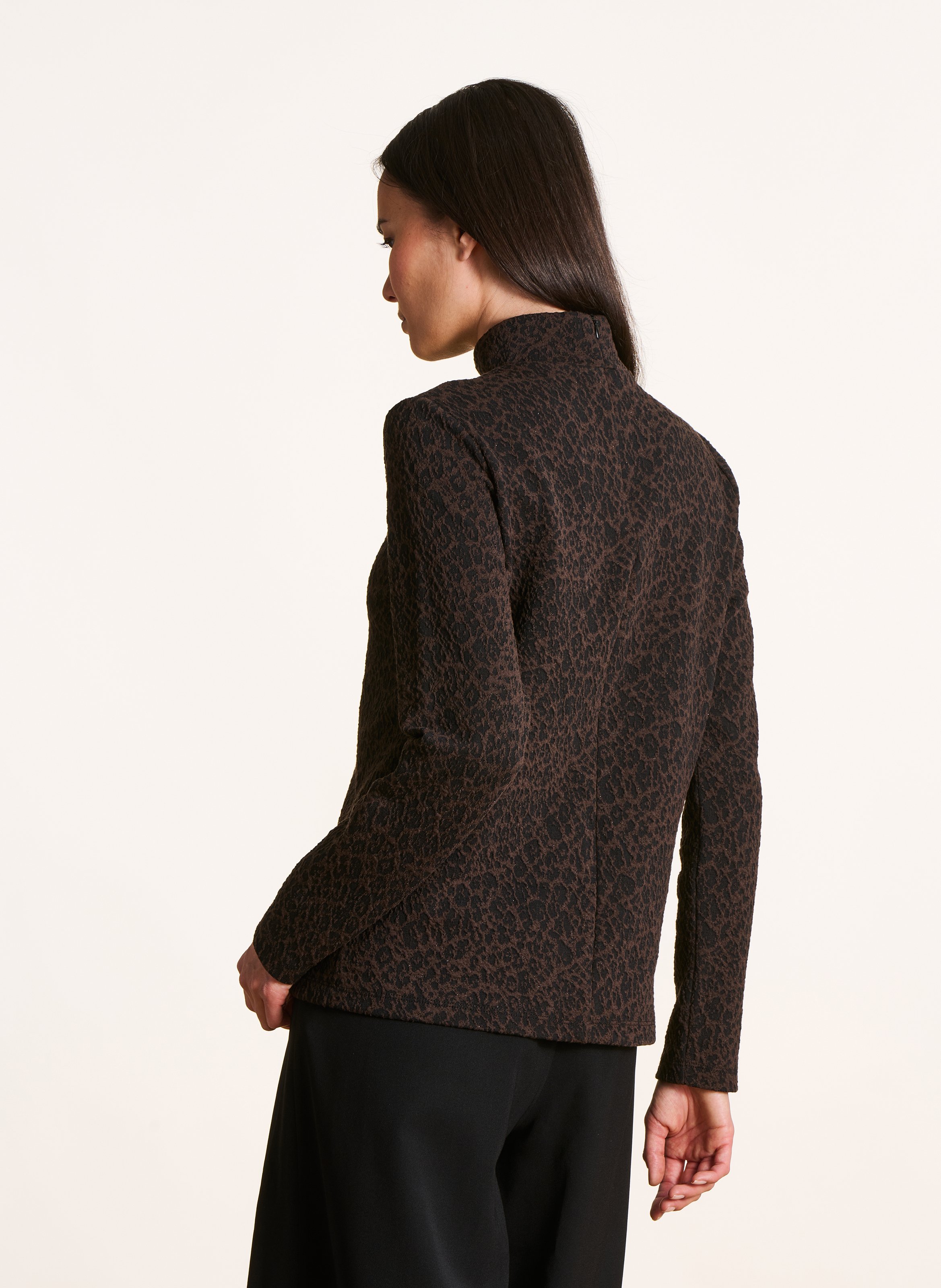 Turtleneck Jacquard T-shirt LA FEE MARABOUTEE Brown