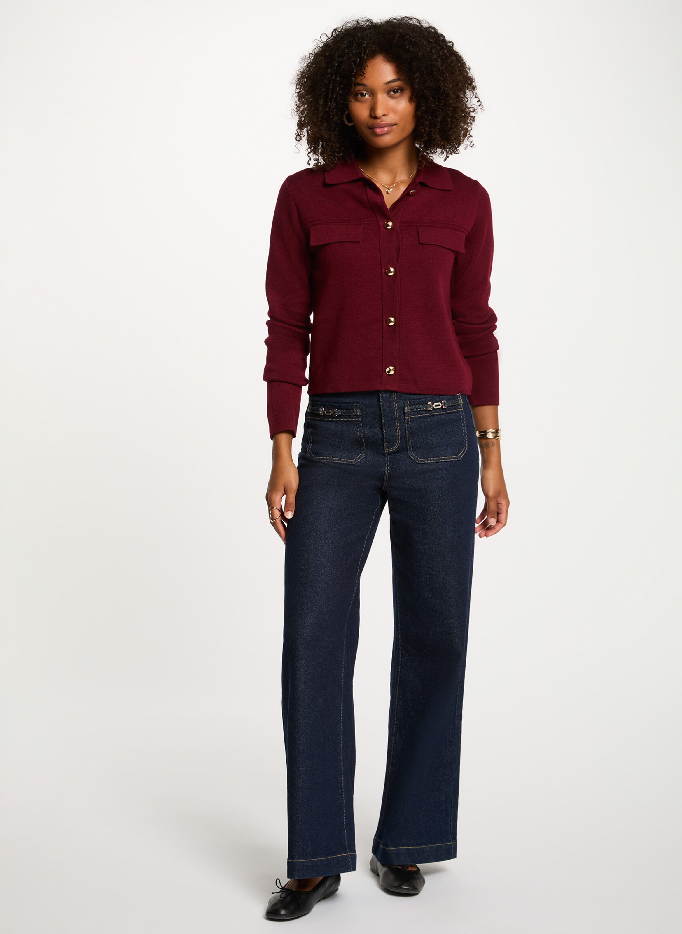 Cardigan with classic collar MORGAN Red