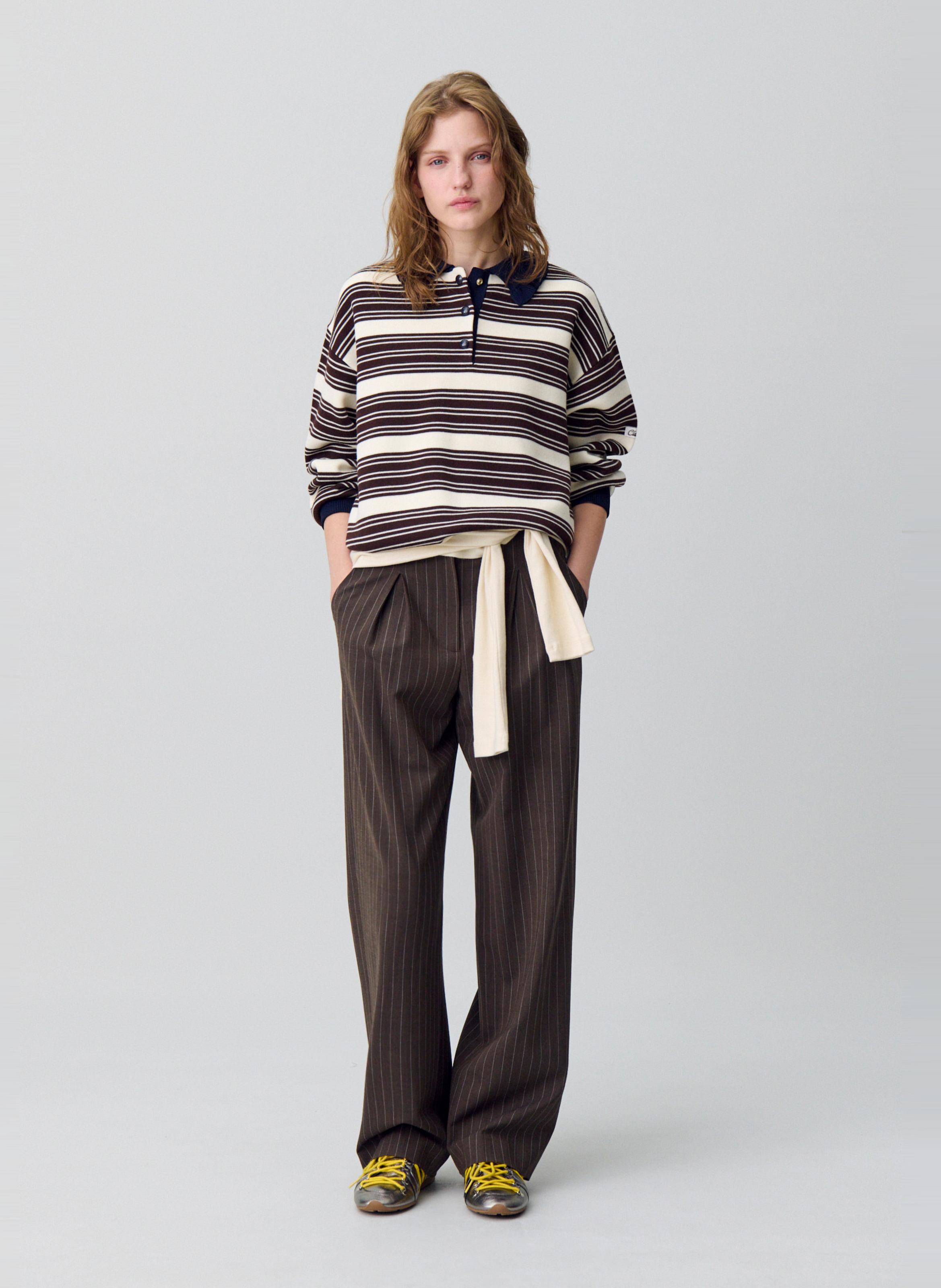Pull col polo à rayures  CLAUDIE PIERLOT Marron