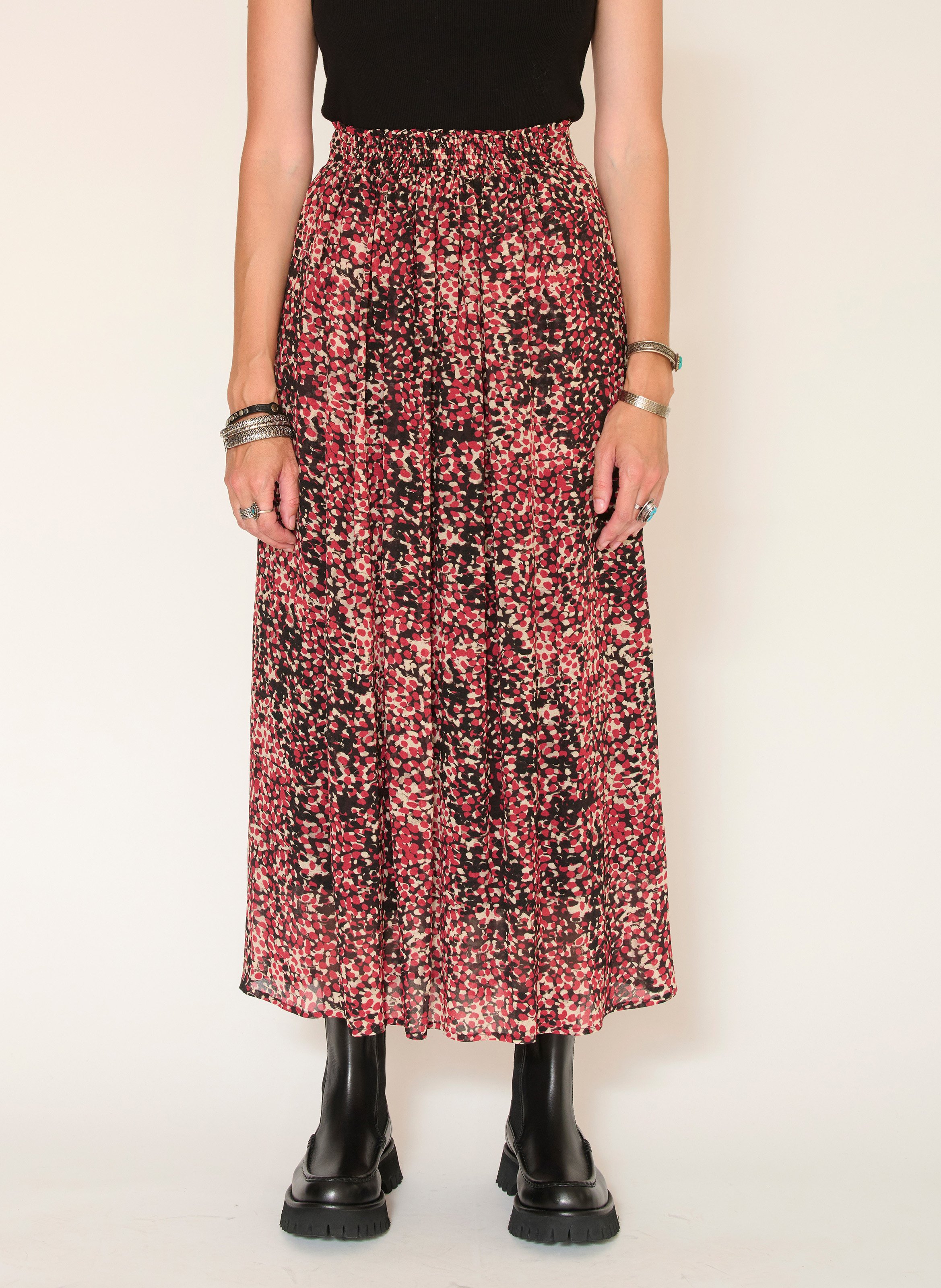 Jupe longue imprimée MKT Rouge