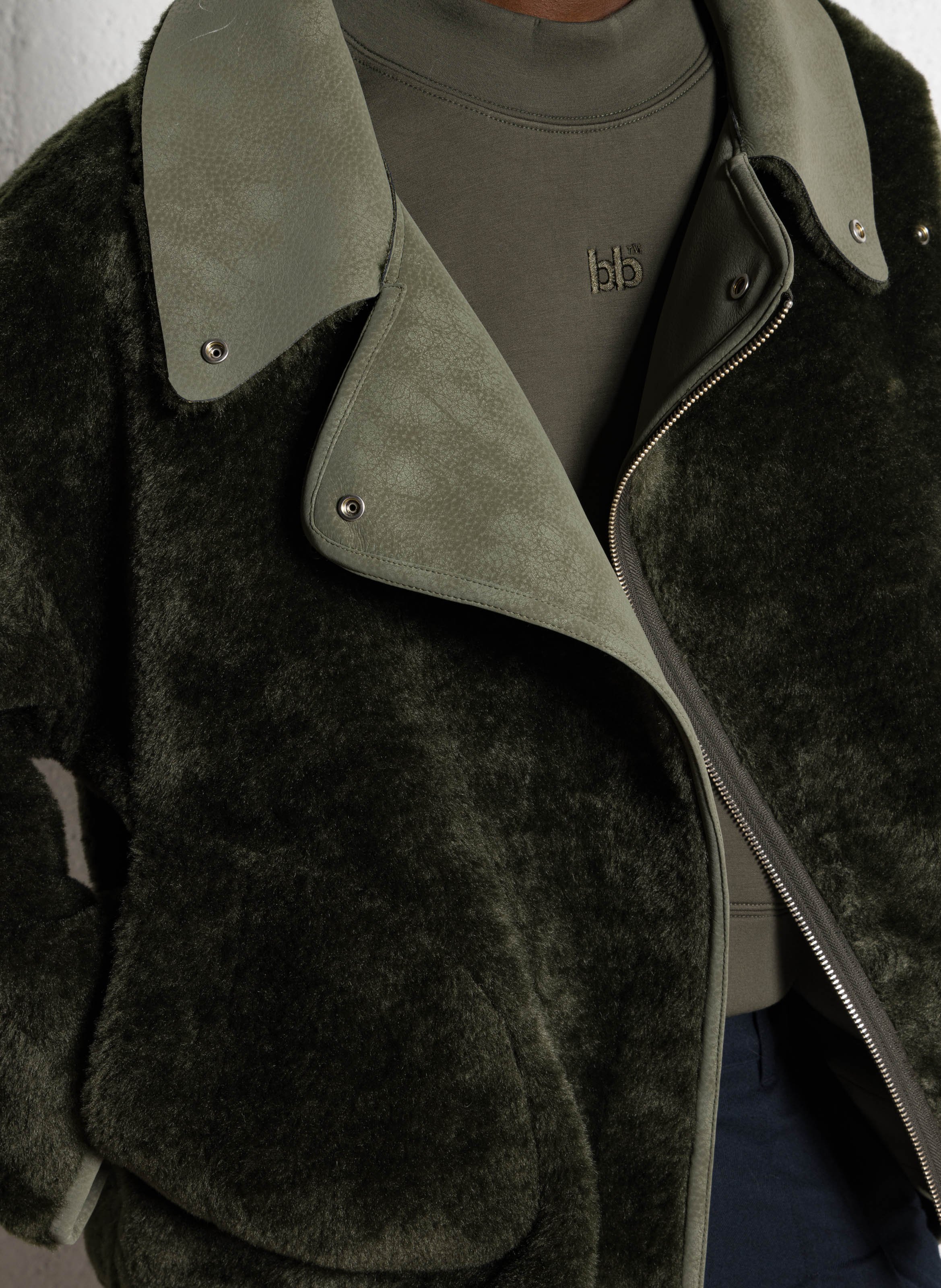 Wijde effen zip-up jas BELLEROSE Bruin