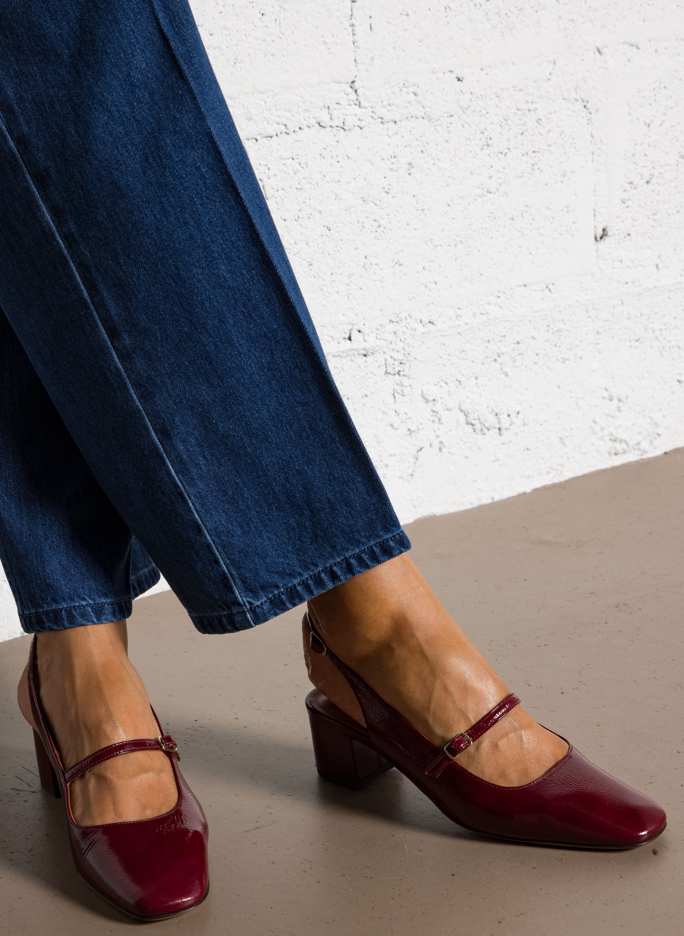 Babies en cuir vernis RIVECOUR Rouge