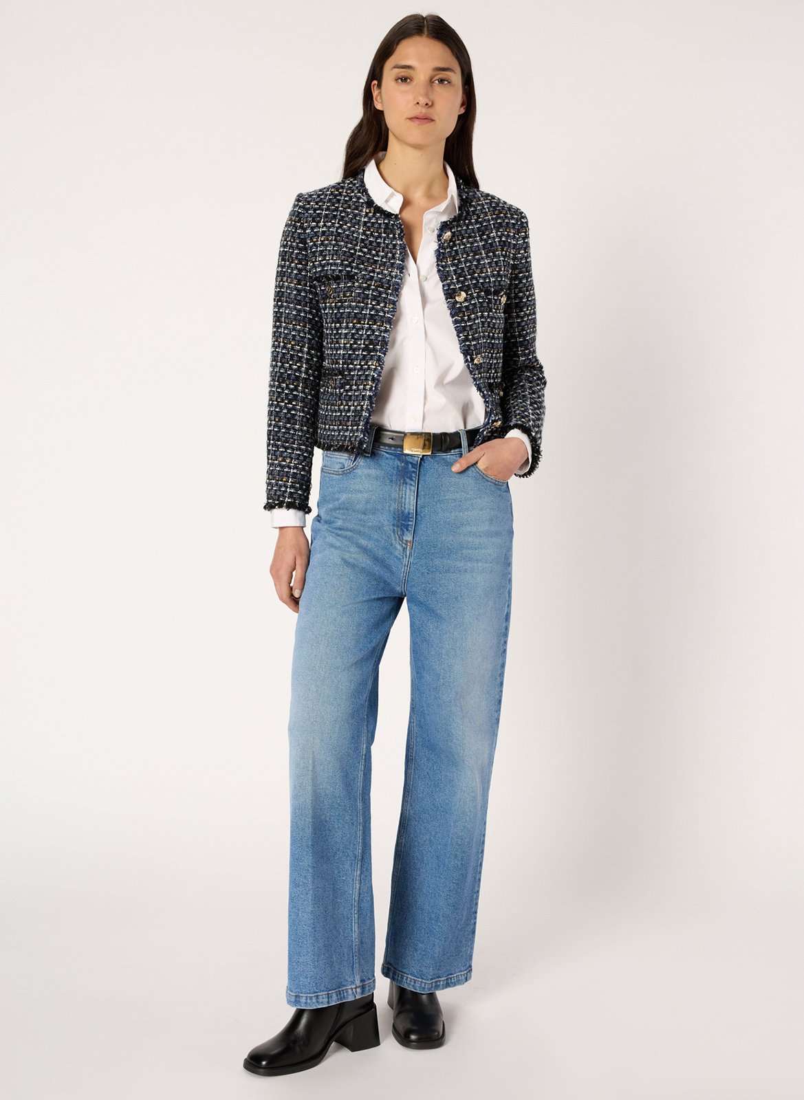 Straight fit top with 3/4 sleeves in a solid color GERARD DAREL Blue