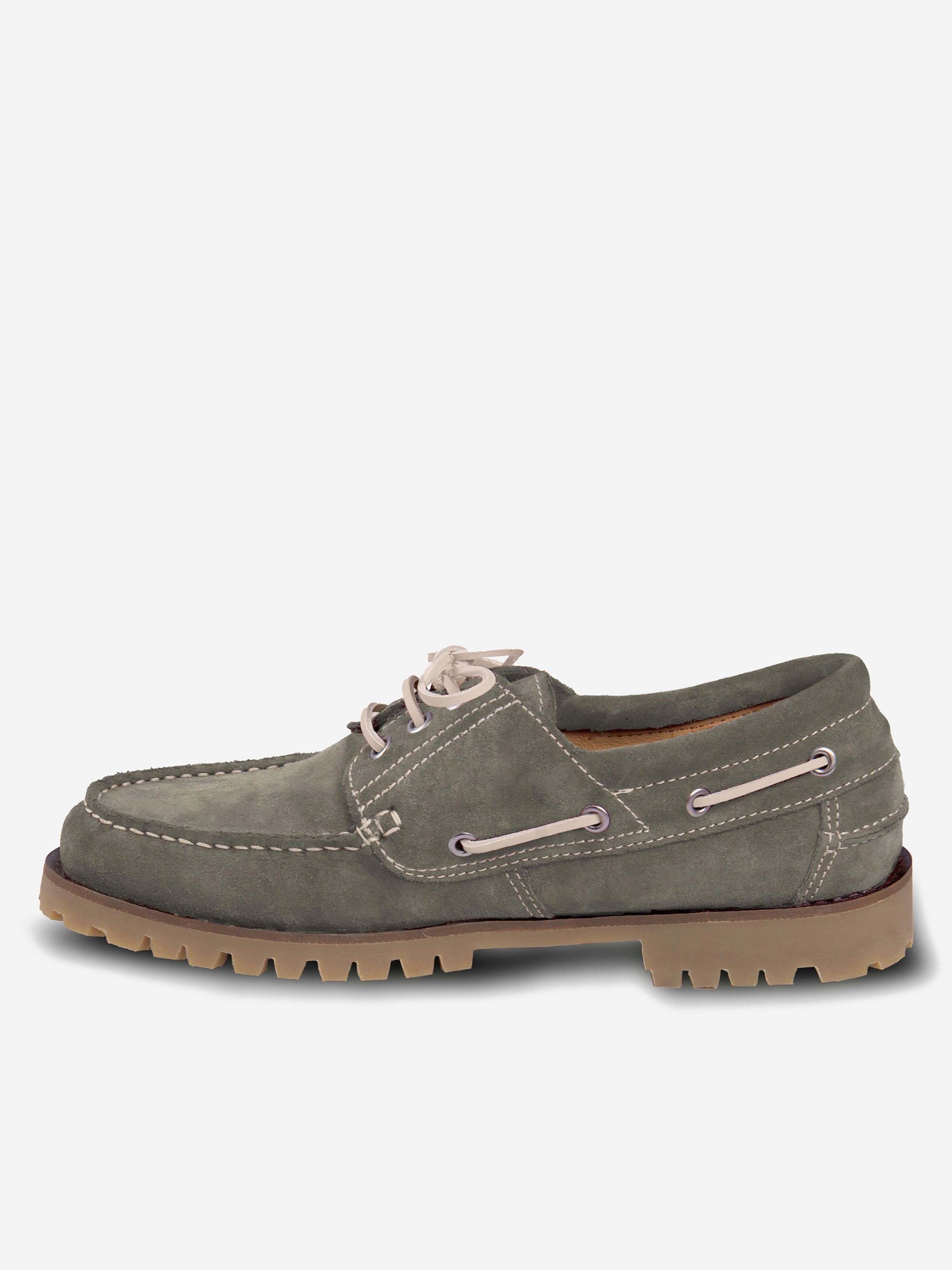 Milo suede leather boat shoes JULES & JENN Green