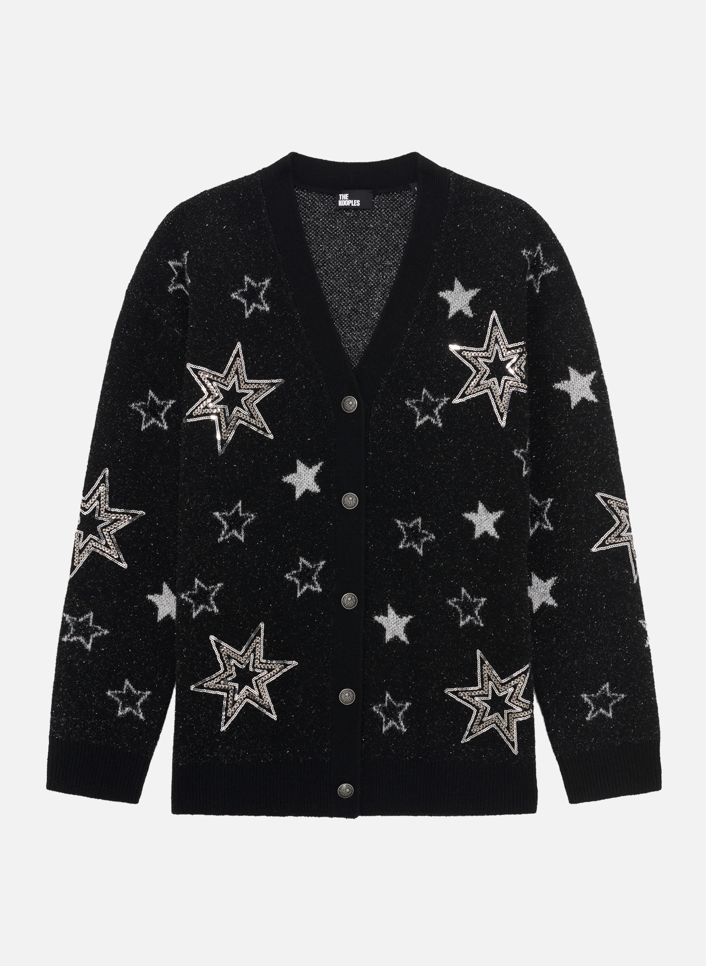 Cardigan with star sequin and lurex motif THE KOOPLES Black