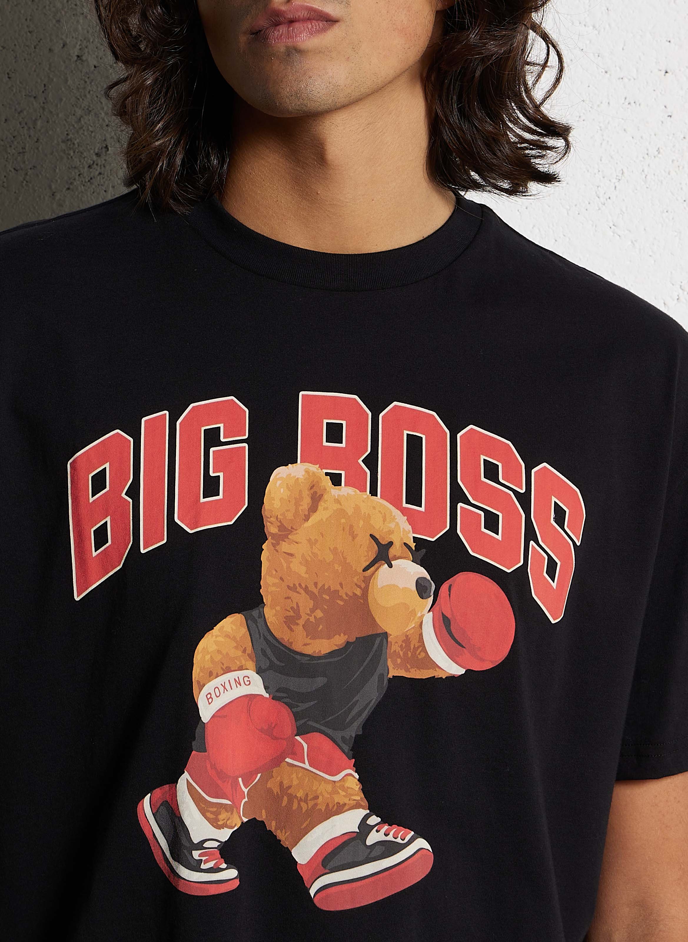 T-shirt ampia serigrafata in cotone LE TEMPS DES CERISES Nero