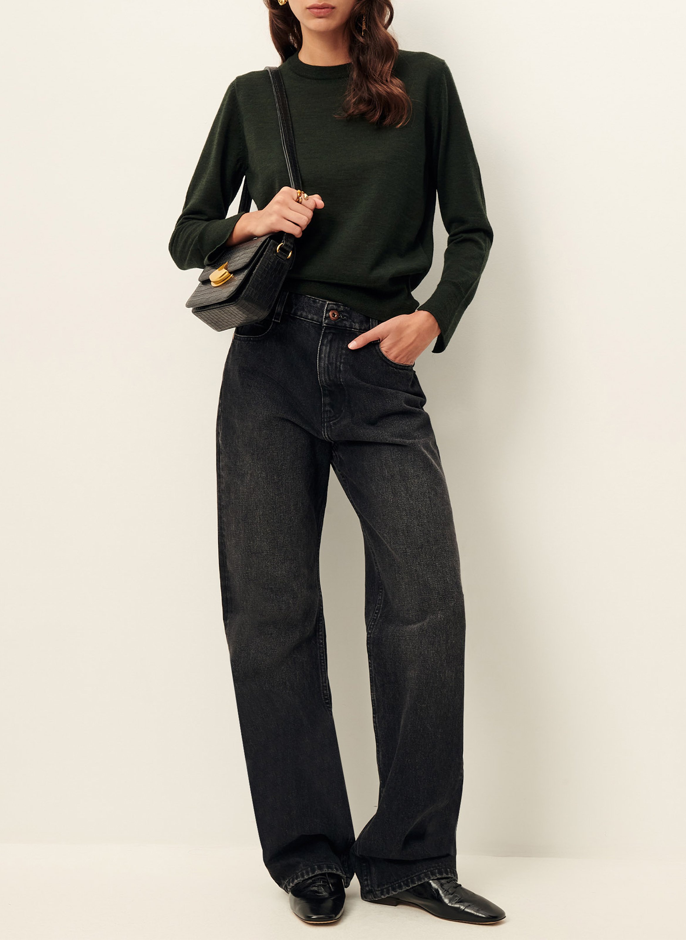 Pull col rond en laine SESSUN Marron