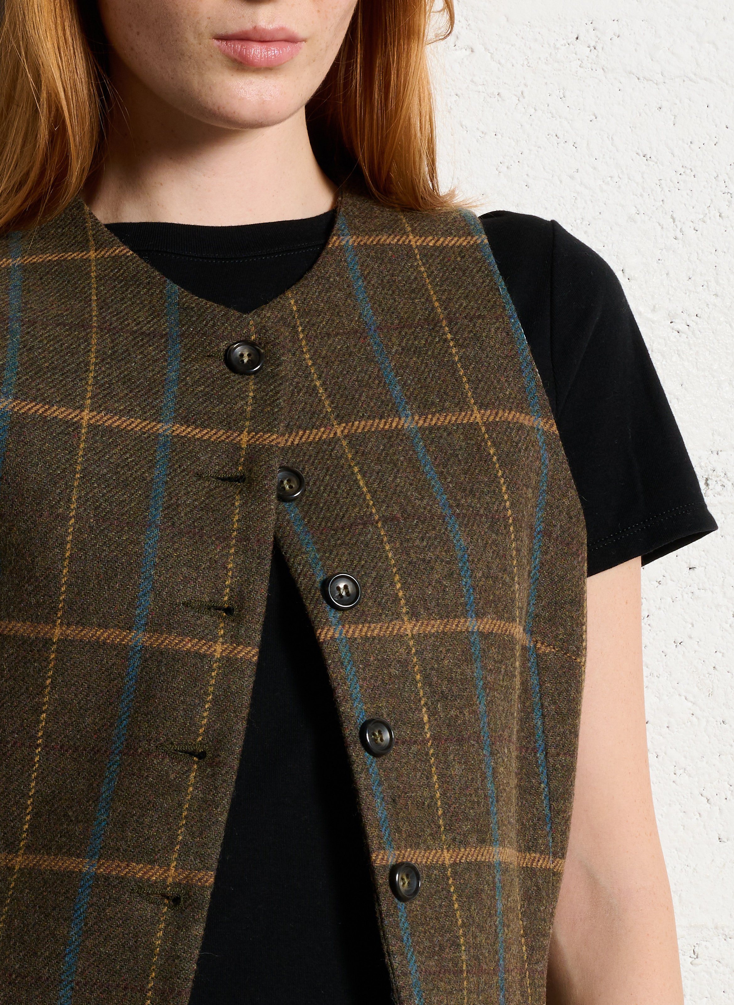 Sleeveless straight wool blend vest SOPHIE+LUCIE Green