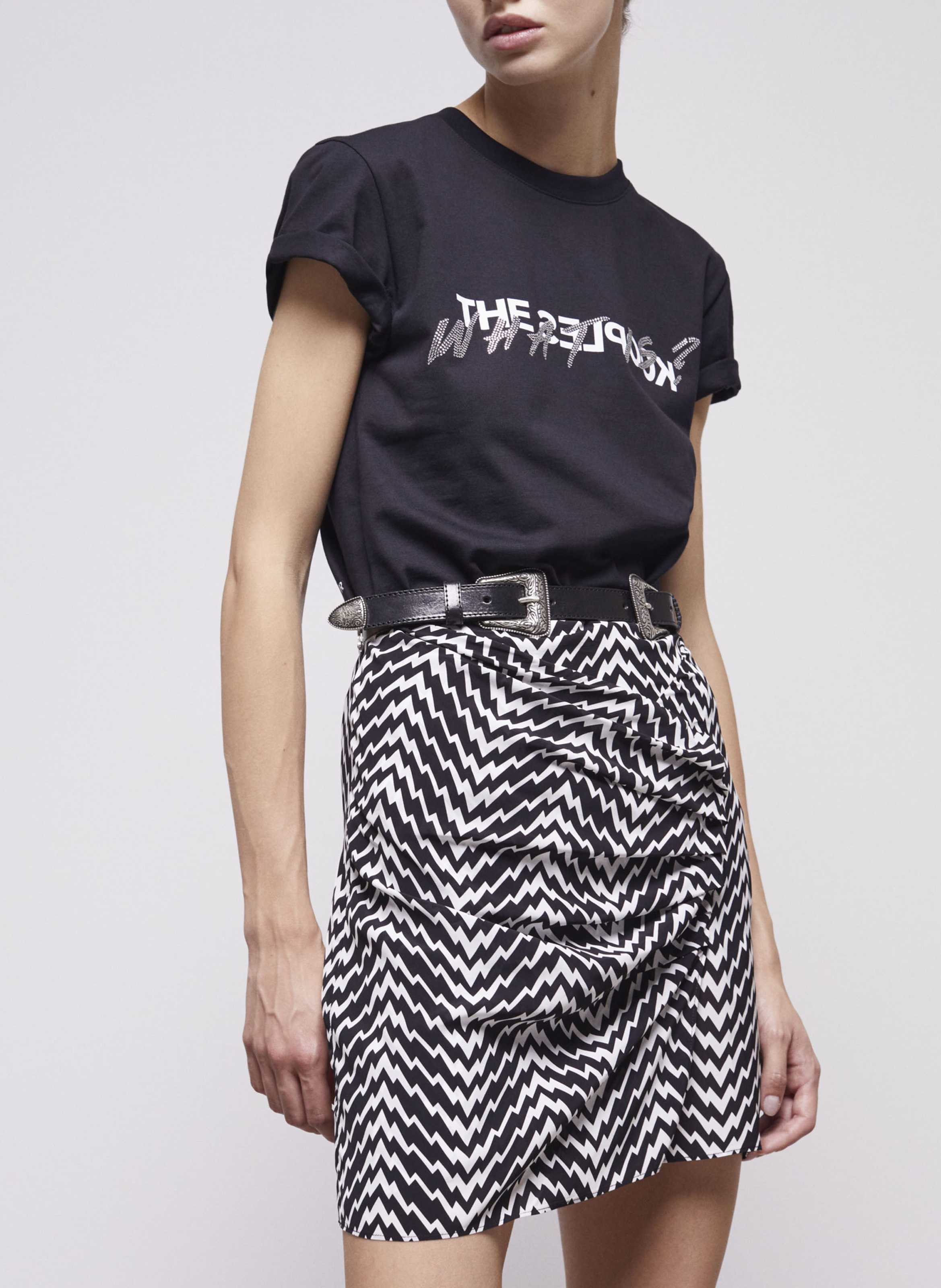 Jupe courte drapée en viscose THE KOOPLES Noir