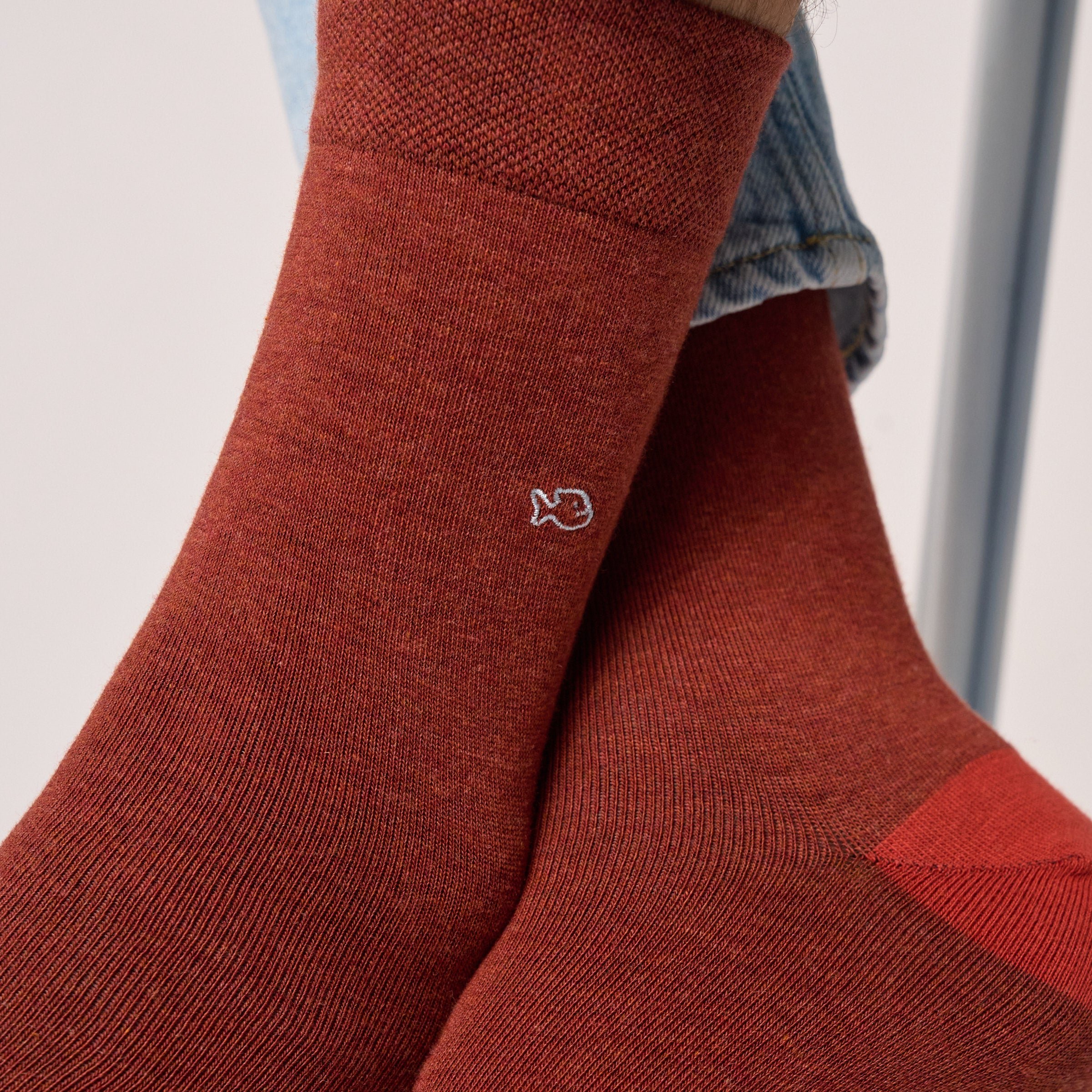 Combed cotton plain socks BILLYBELT Red