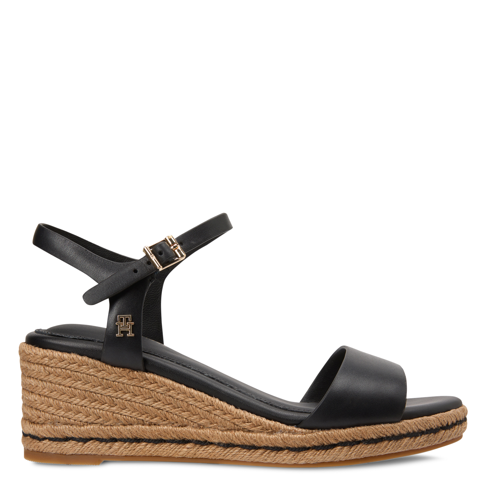 Solid leather wedge sandals TOMMY HILFIGER Black