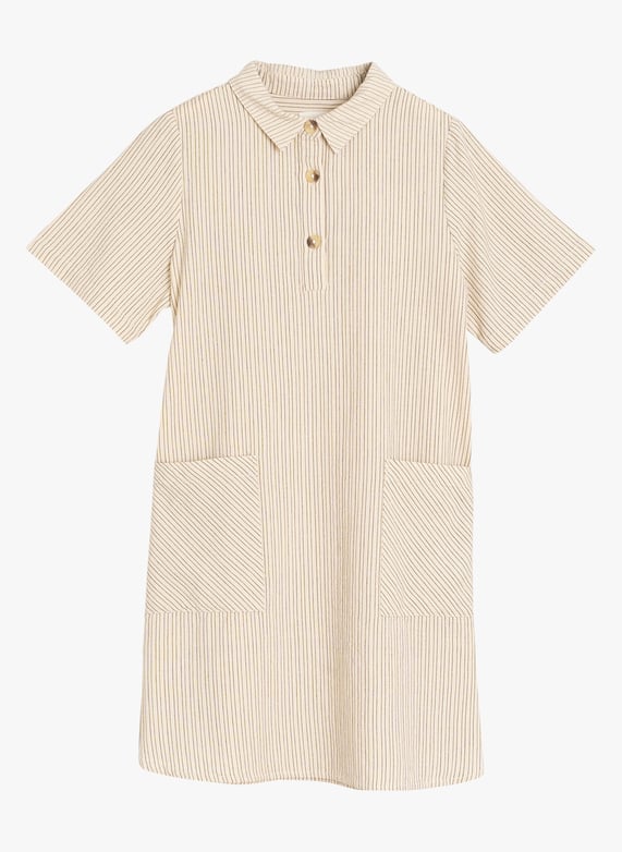 Short organic cotton polo neck dress Beige Indi & cold - Women | Place des Tendances Short organic cotton polo neck dress Beige Indi & cold - Women | Place des Tendances