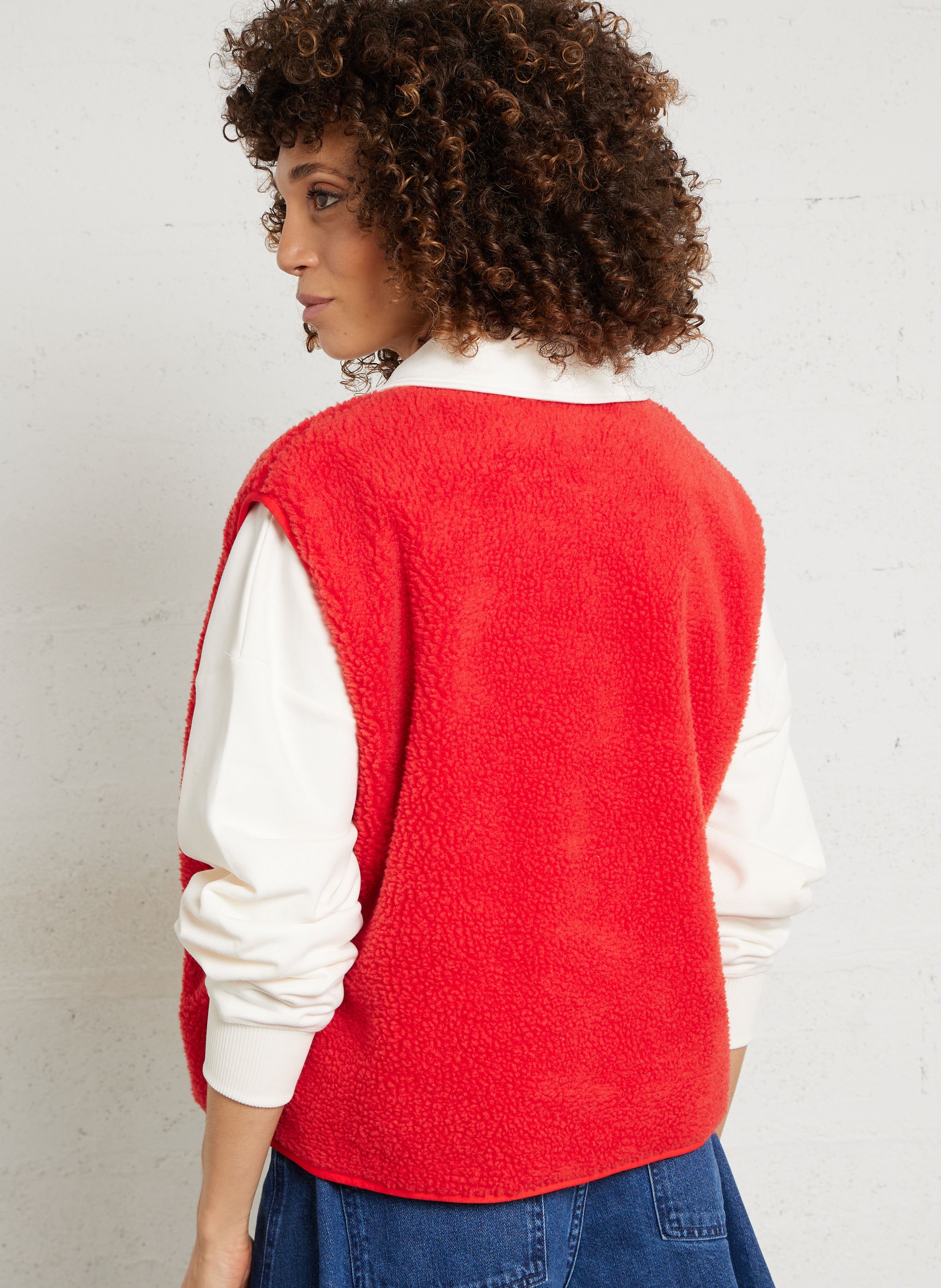 Gilet col rond molletonné sans manches AMERICAN VINTAGE Rouge