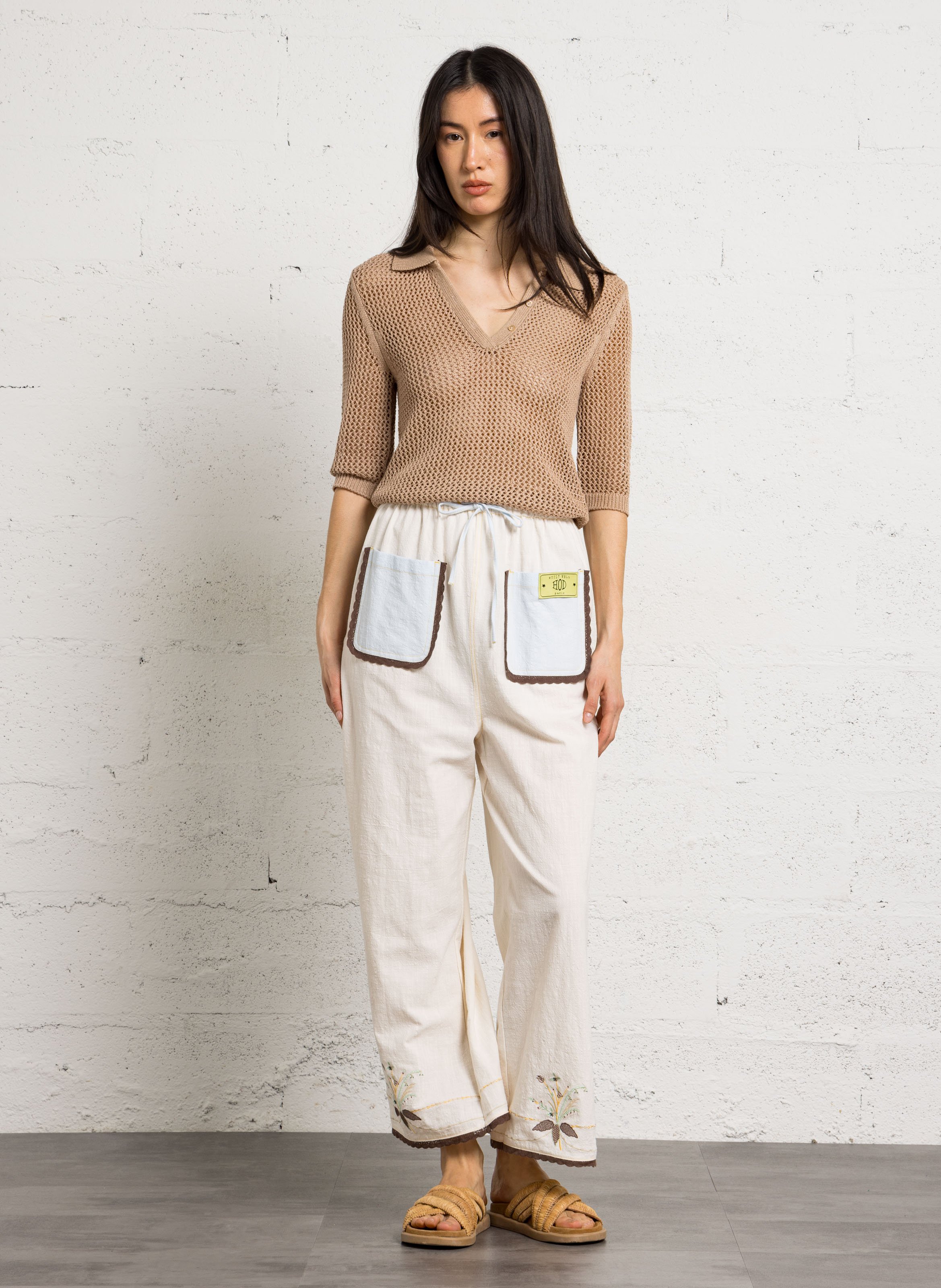 Straight button-down shirt with embroideries HOD PARIS White