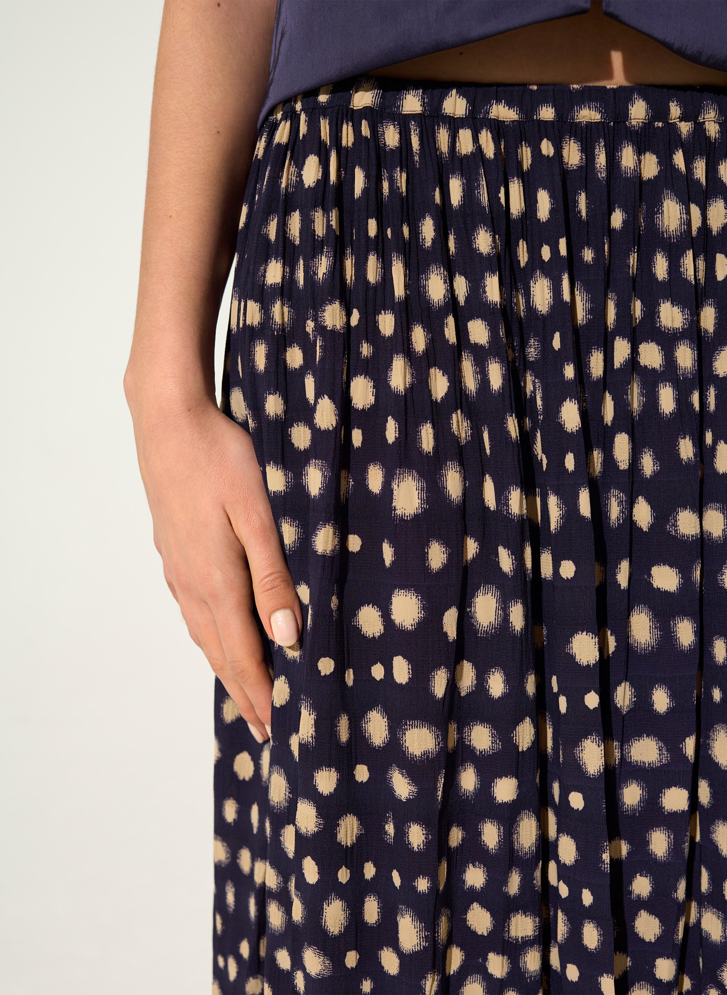 Pleated midi skirt with polka dots COTELAC Purple