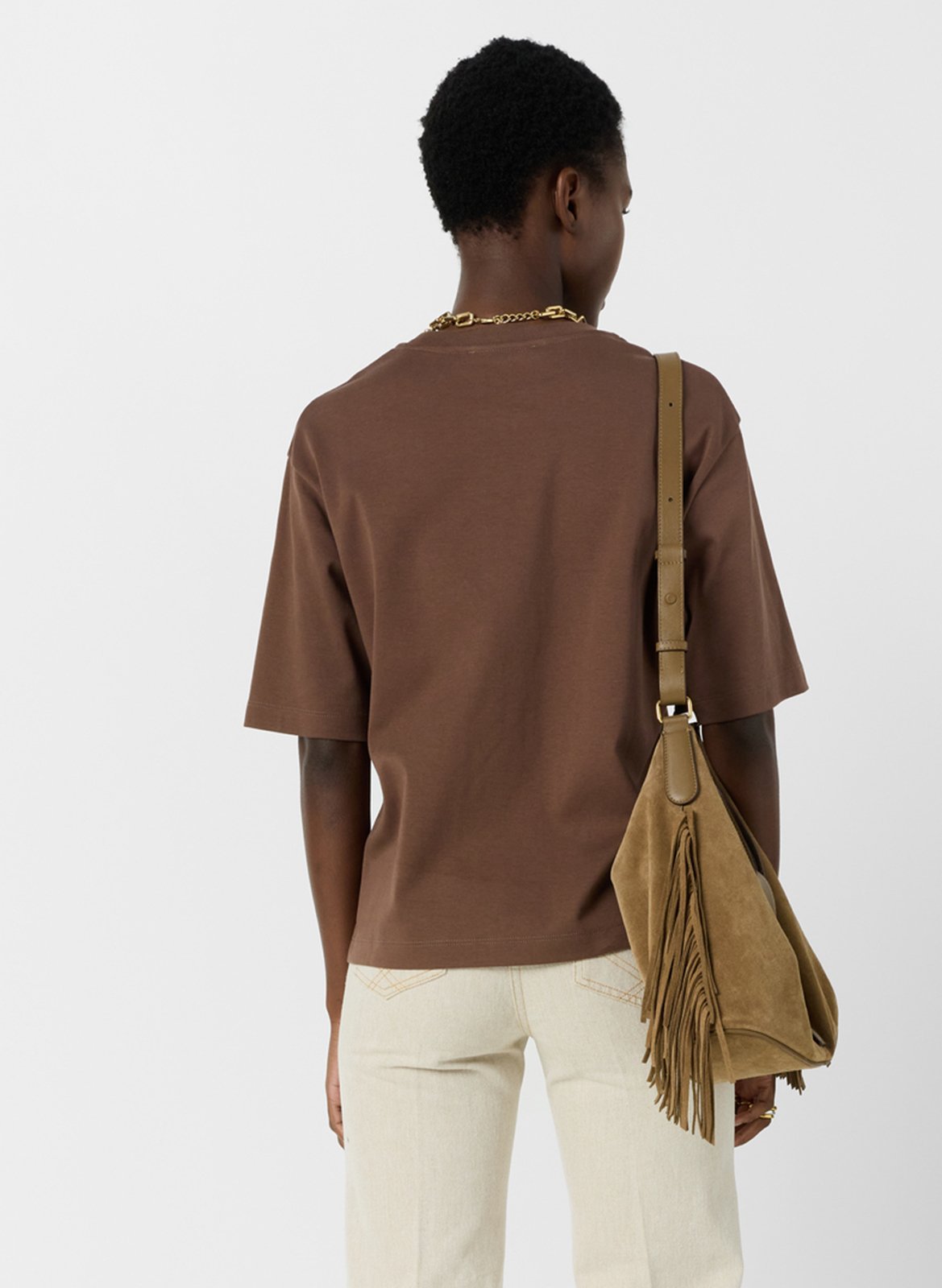 T-shirt droit col rond en coton GERARD DAREL Marron