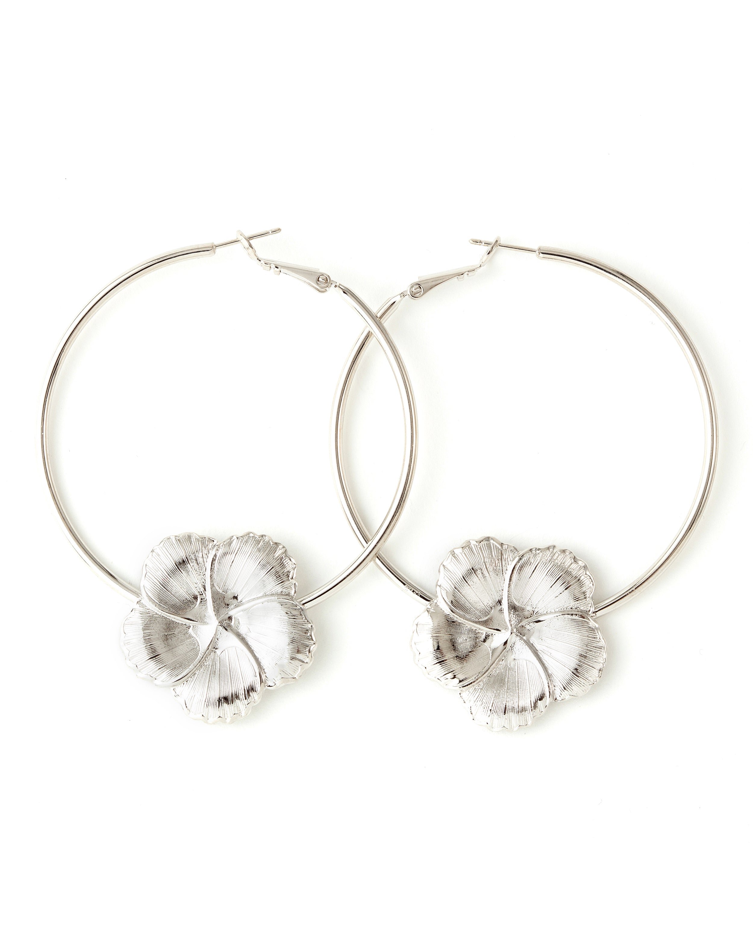 Flower-shaped gold-plated hoop earrings HÉLIOS Argent