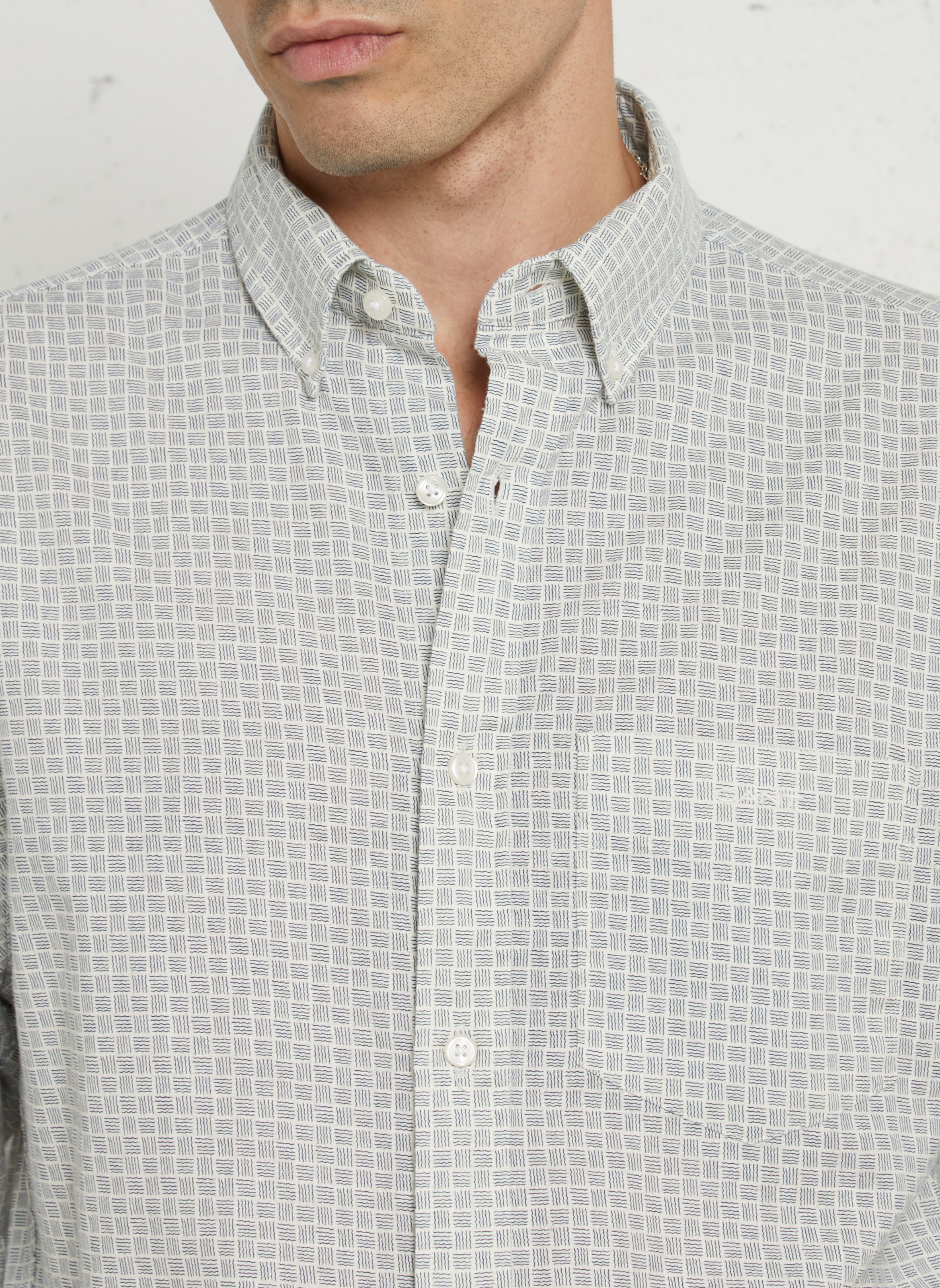 Gilet droit col classique en coton et lin GANT Beige