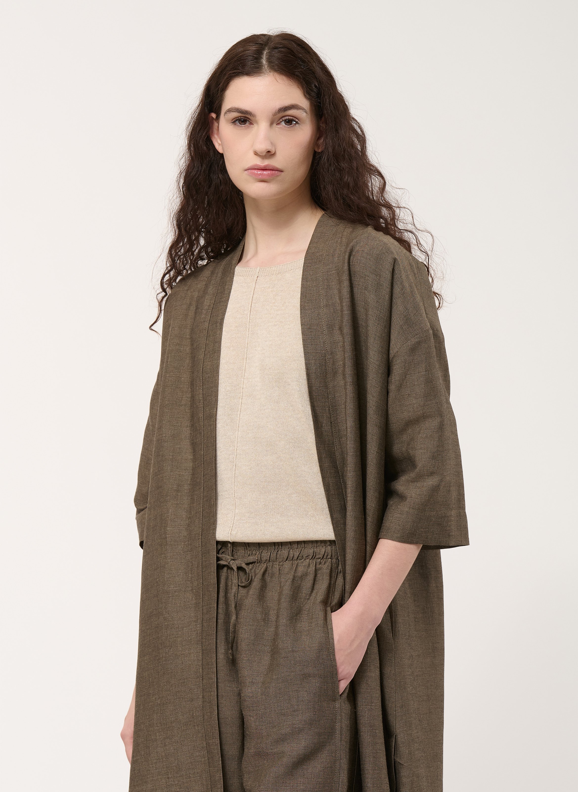 Kimono lungo oversize monocolore HUMILITY Marrone
