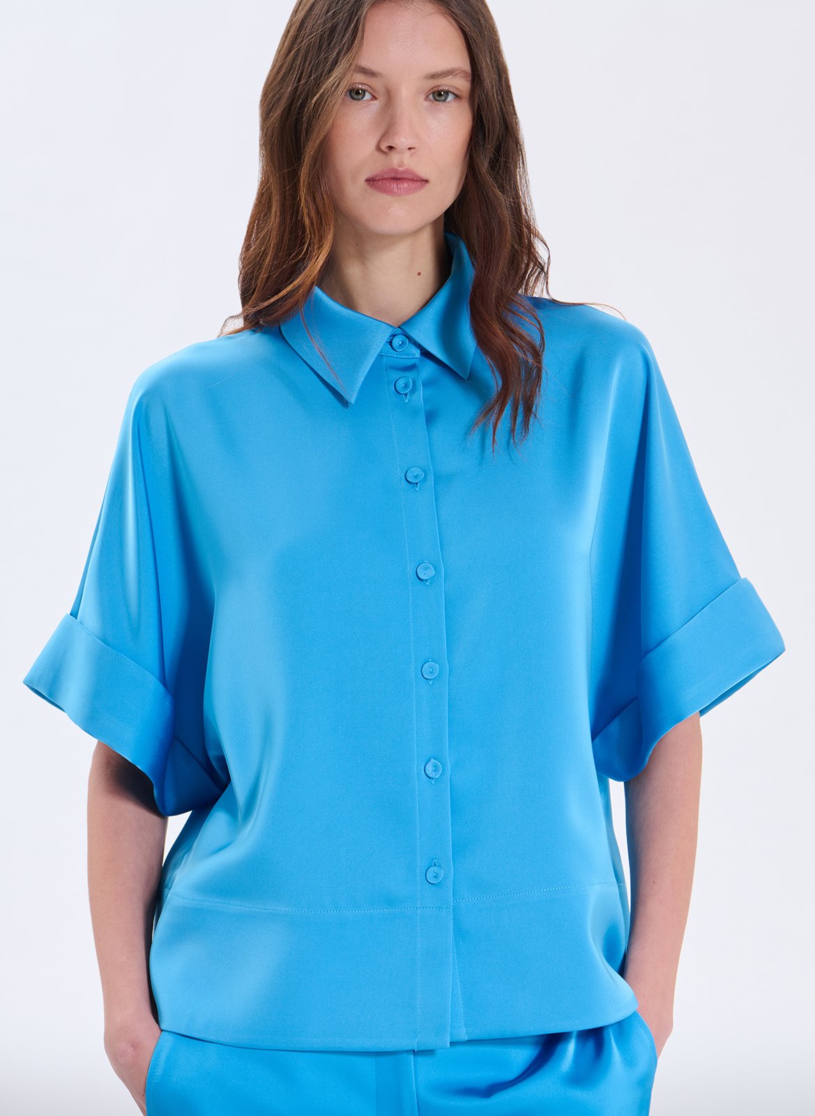 Oversize-Bluse mit klassischem Kragen ZAPA Blau